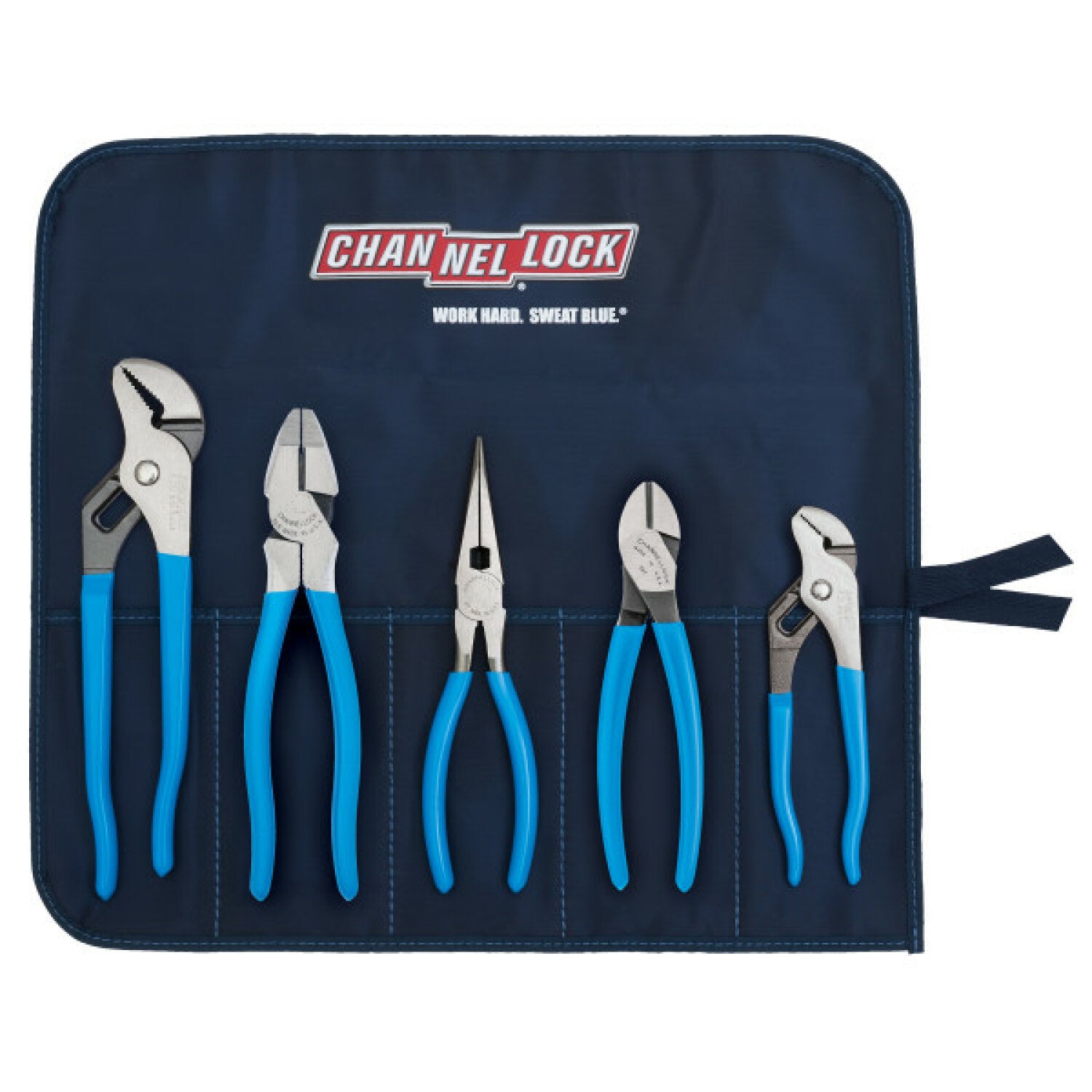 Channellock 5-Piece Professional Tool Set with Durable Tool Roll - Ideal for Mechanics, DIY Projects, and Home Repairs