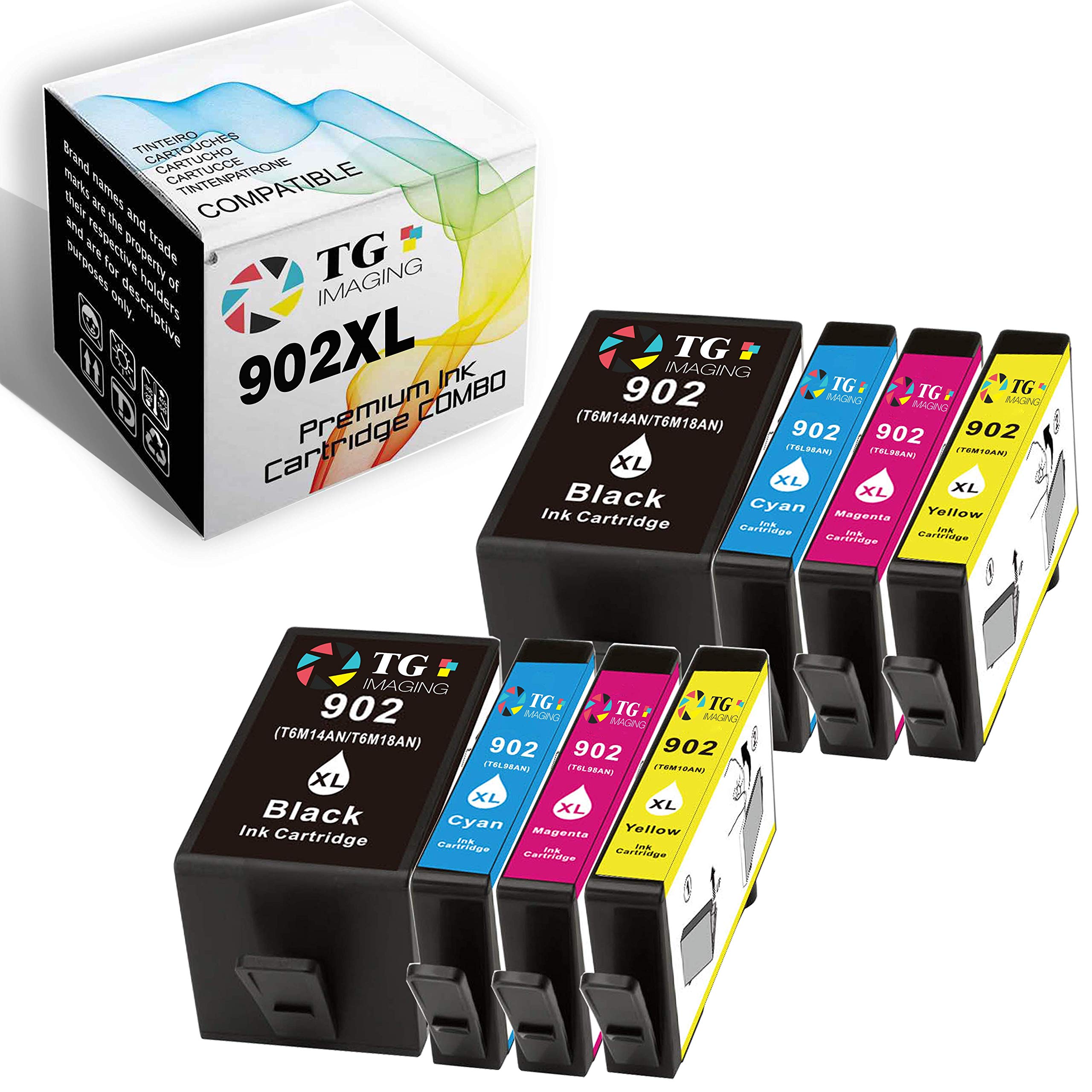 8-Pack TG Imaging Compatible HP 902XL Ink Cartridges Replacement - Works with HP Officejet 6950/6968/6970/6975/6978 Printers - Ideal for Home Office Printing & High-Volume Documents