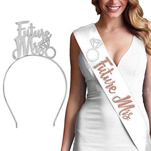 Future Mrs. (White Sash - Silver Future Mrs Headband)