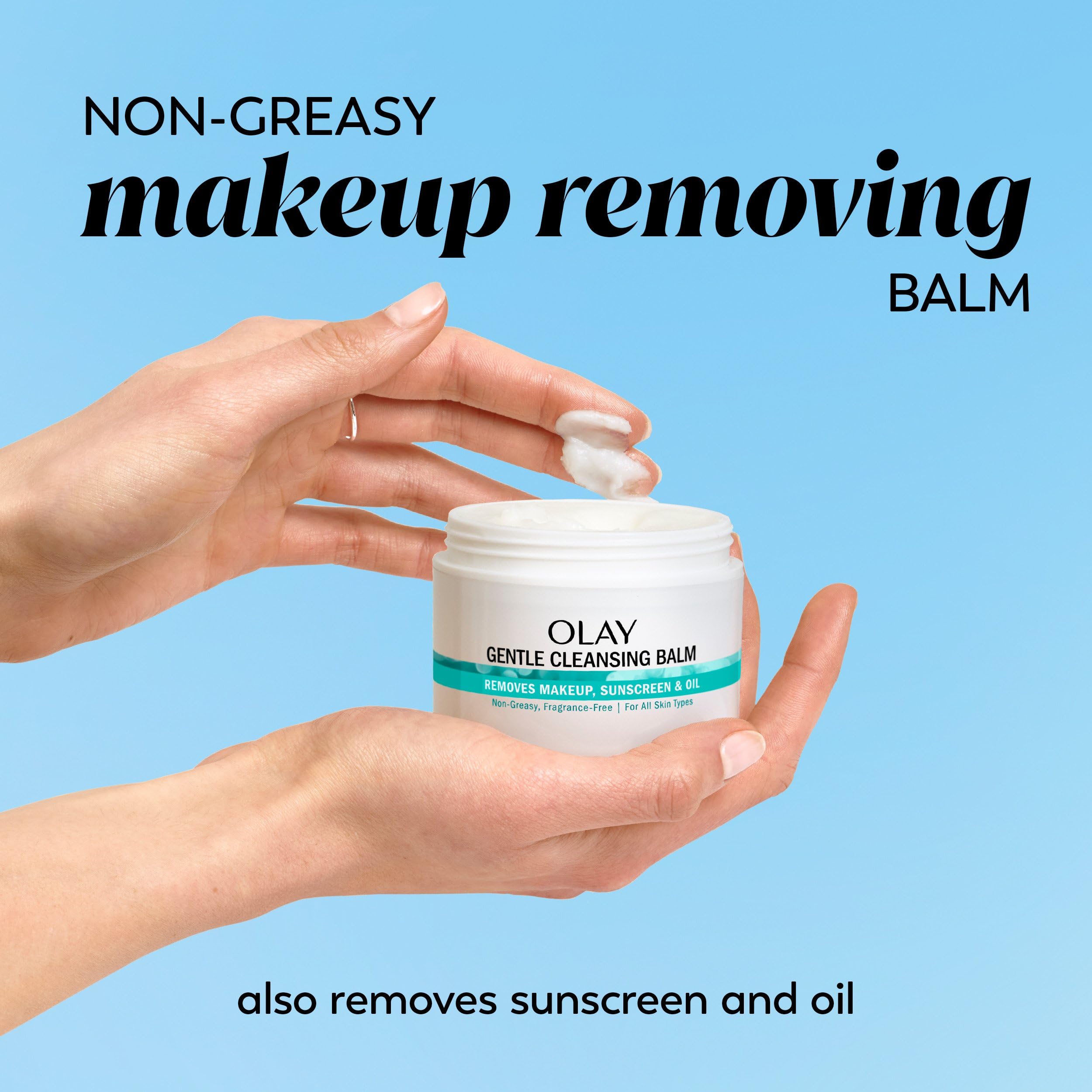 Olay Gentle Cleansing Balm Makeup Remover - Fragrance Free 3.4 fl oz | Hydrating Face Cleanser for Makeup, Sunscreen & Oil Removal | Perfect for Daily Skincare & Travel