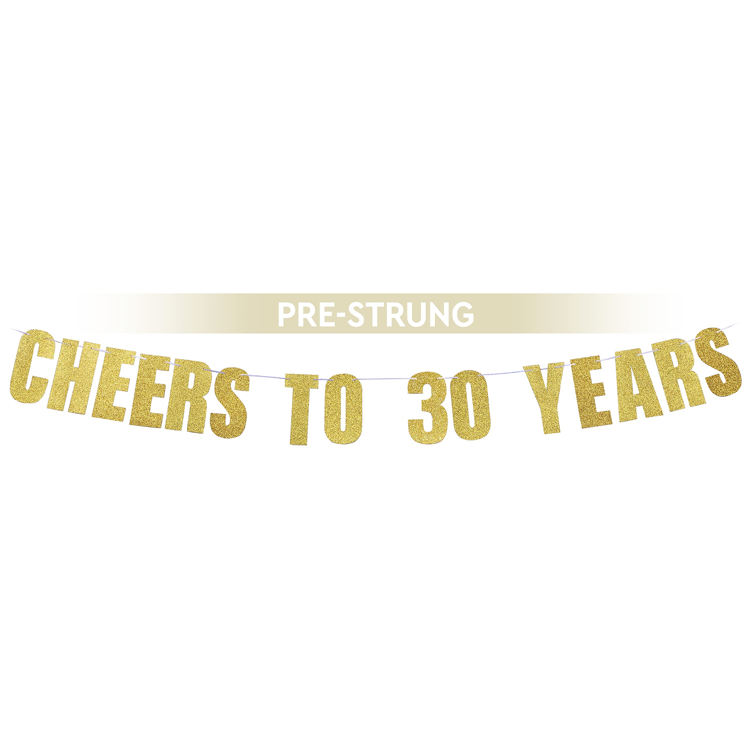 Dirty 30 Gold Pre-Strung Birthday Banner - Cheers to 30 Years Party Decor for Men | 30th Birthday & Anniversary Decorations | Perfect for Adult Milestone Celebrations, Home Parties & Photo Backdrops - By Prazoli