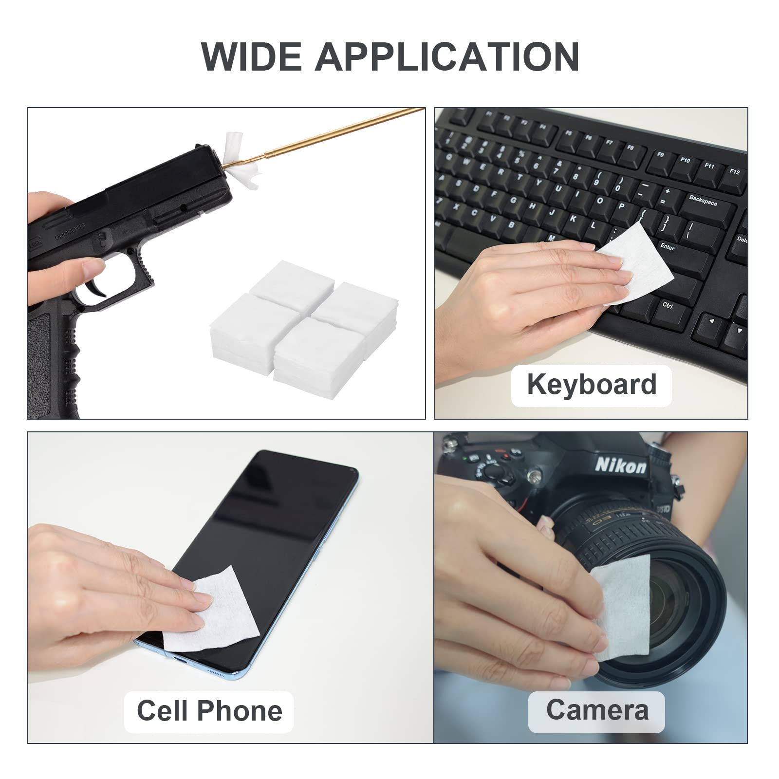 BOOSTEADY Gun Cleaning Patches - Square, Lint-Free, Highly Absorbent Cloth for .22, .30, .357, .38, 9MM & 12GA Calibers - Comes in Durable Plastic Case - Perfect for Rifle, Pistol & Shotgun Maintenance at Home or Range