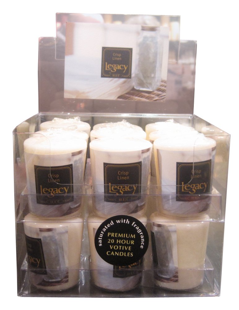 Root 20 Hour Long-Lasting Votive Candles - Crisp Linen Scented, White Unscented Candles (18-Pack) for Home Decor, Wedding Centerpieces & Relaxation