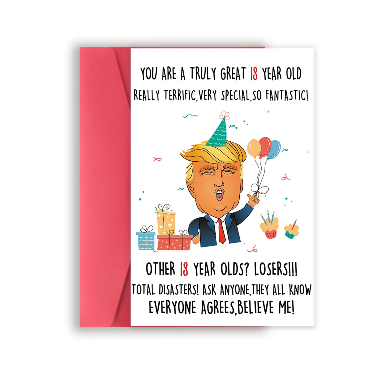 Funny Trump 18th Birthday Card - Humorous Gift for Teens & Adults - Party & Celebration