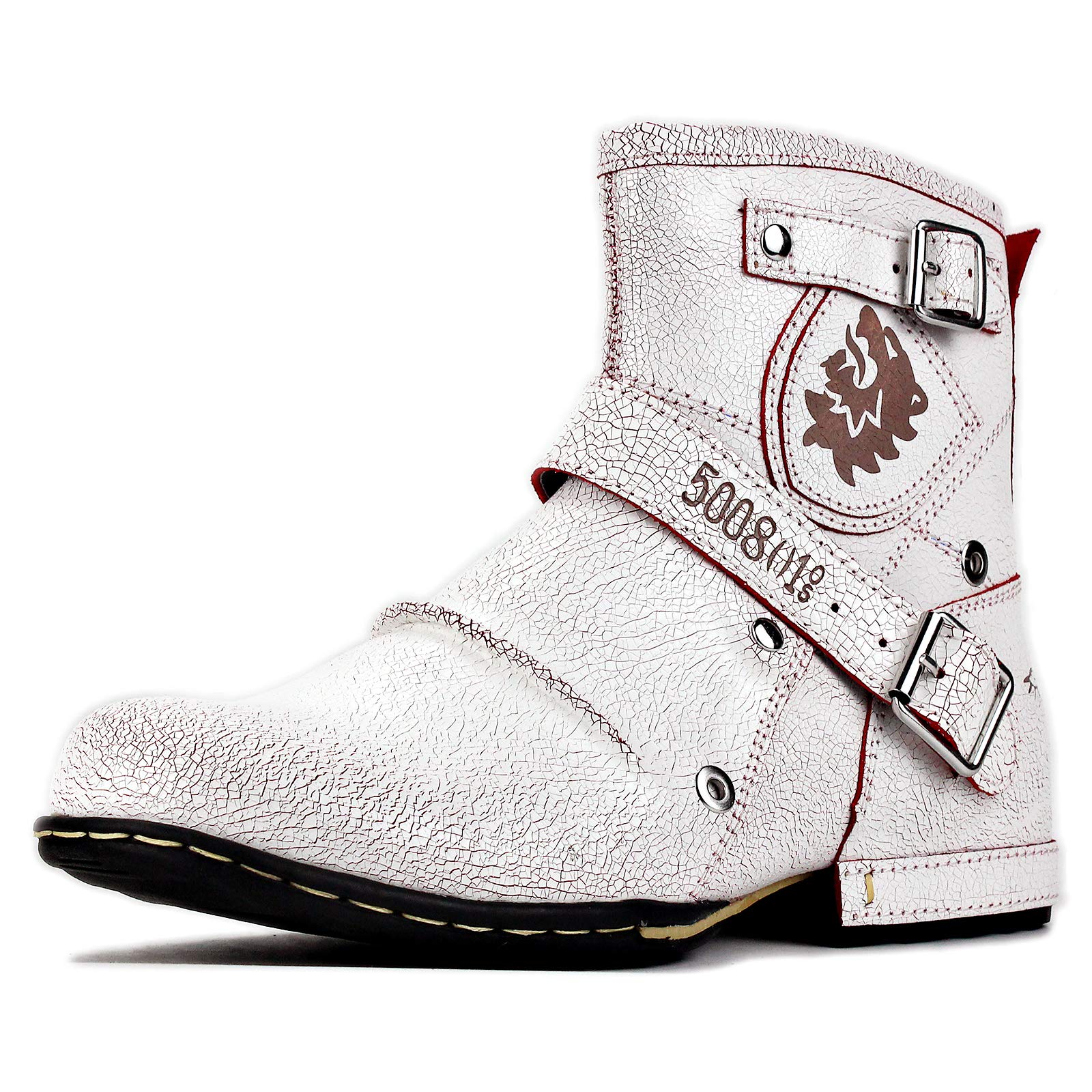 **OSSTONE Women's Fashion Moto Boots - Leather Zipper-Up Chukka Boots MS-5008-1-O-US-R | Casual & Stylish Riding Boots for Everyday Wear, Motorcycle Riding & Outdoor Adventures**