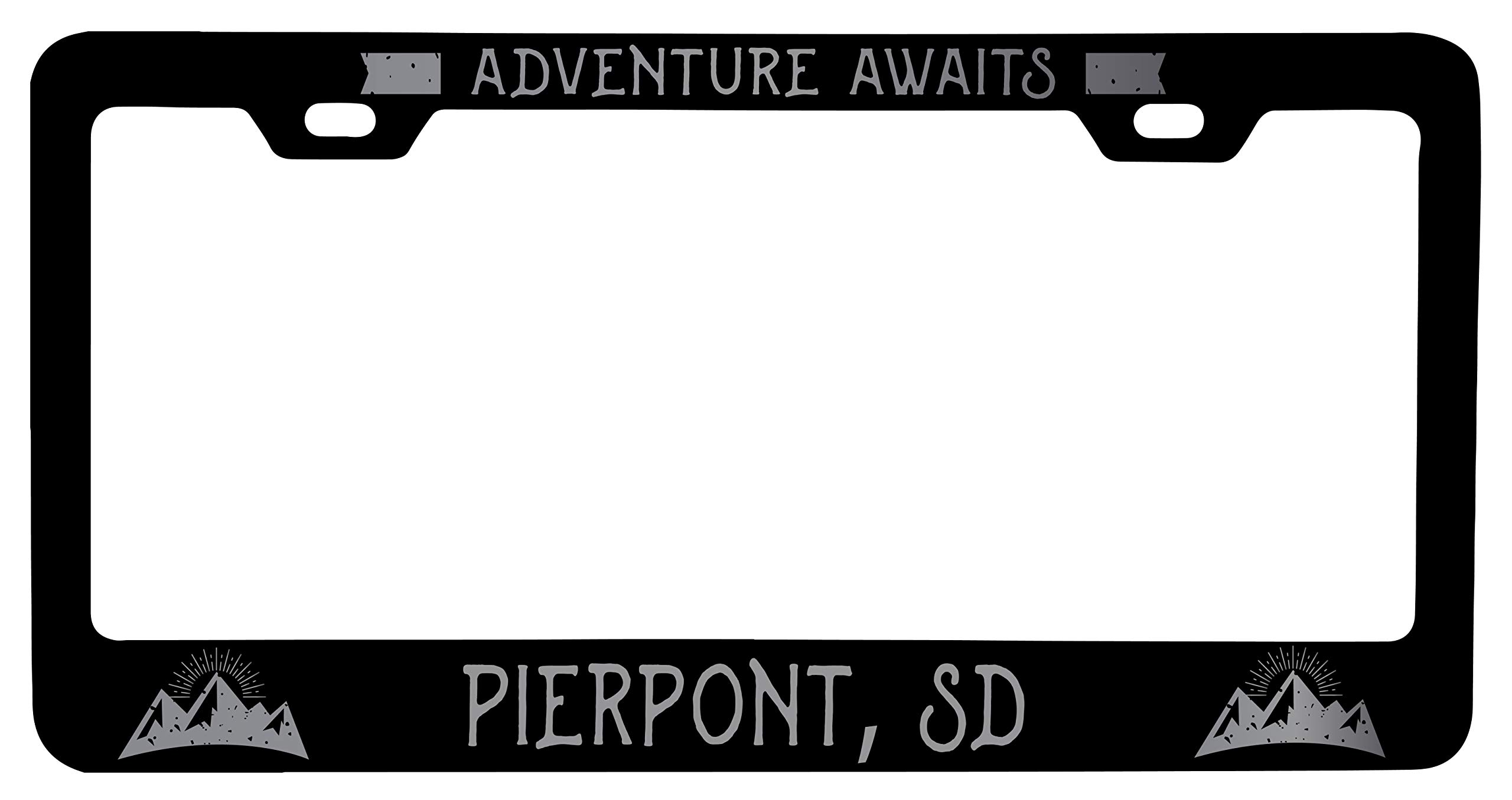 Pierpont South Dakota Laser Etched Black Metal License Plate Frame - Personalized Car Accessory for Cars, Trucks & SUVs - Perfect for Gifts, Travel Souvenirs & Vehicle Customization