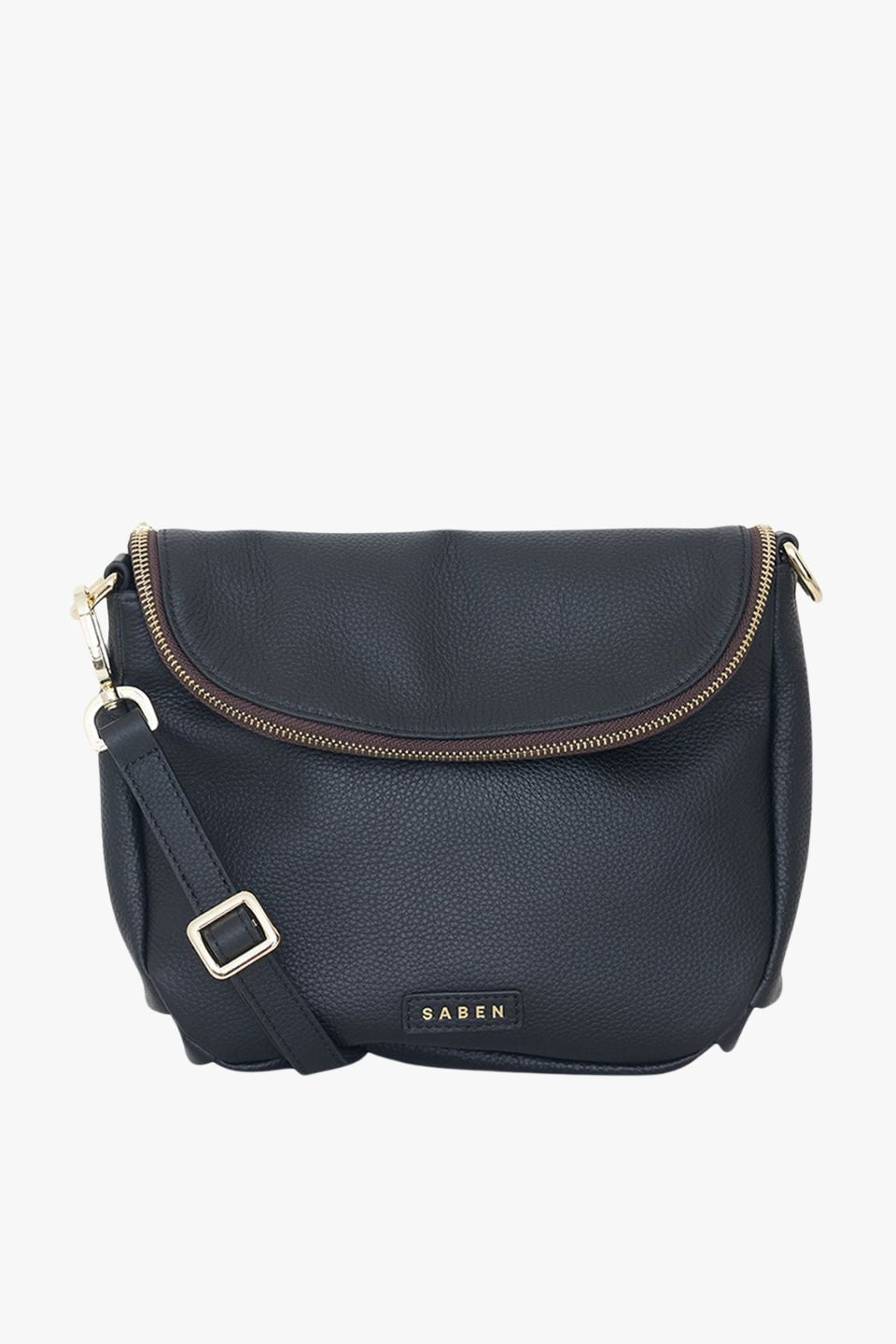 FiFi Black Fold Over Leather Shoulder Bag for Women - Stylish Crossbody Purse with Adjustable Strap, Perfect for Work, Travel & Everyday Use