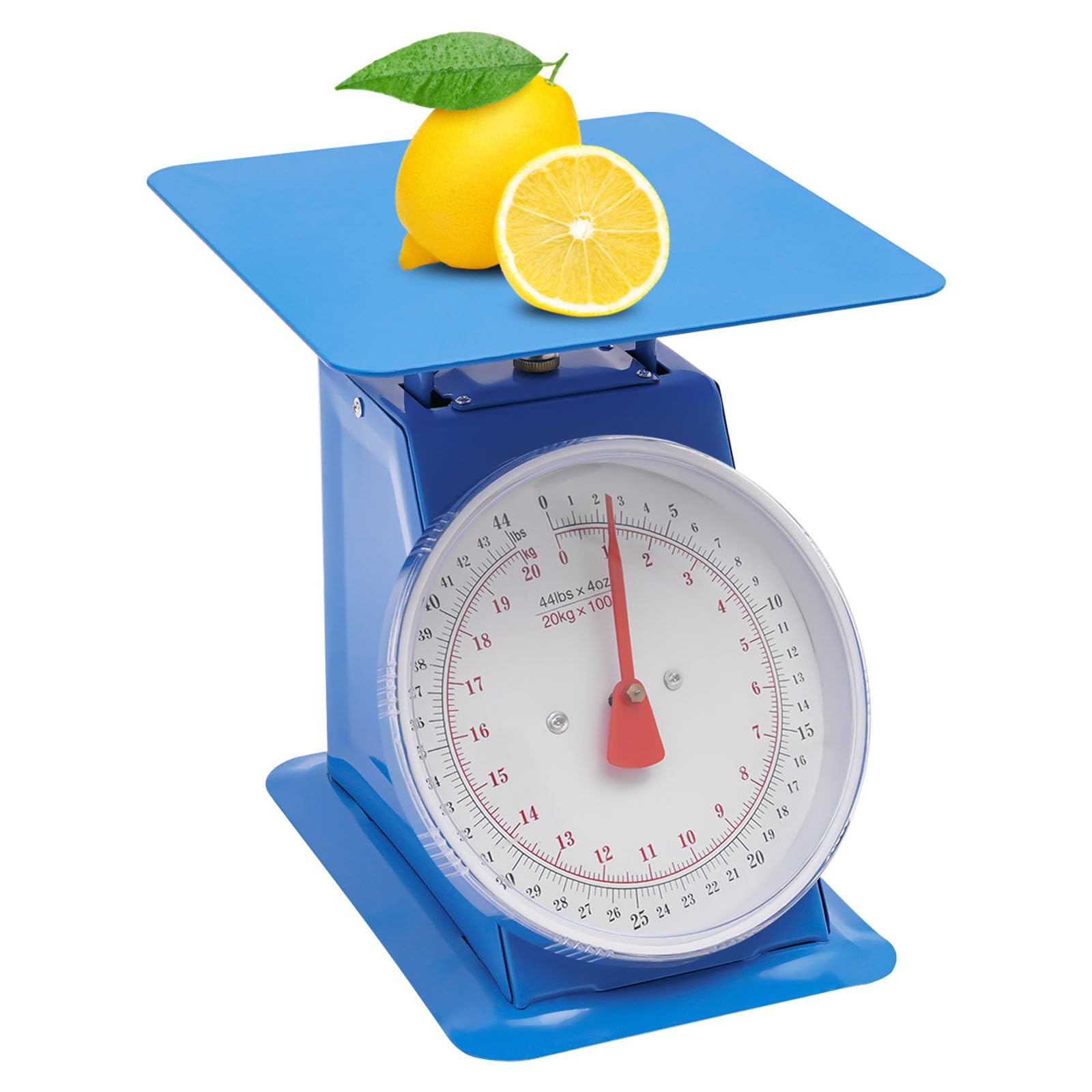 44 LBS Heavy Duty Stainless Steel Mechanical Scale - Industrial Portion Control Dial Scale for Kitchen, Food & Commercial Use | Durable Tabletop Spring Scale with Stainless Steel Platform | Perfect for Baking, Meal Prep & Restaurant Portioning