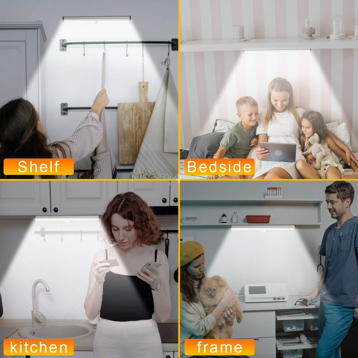 Diomart 20-LED Rechargeable Wireless Closet Light with Remote & Touch Control - Under Cabinet Lighting for Kitchen, Wardrobe, Stairs, Hallway - Stick Anywhere Night Light Bar (1 Pack) - Perfect for Bedrooms, Closets & Dark Spaces