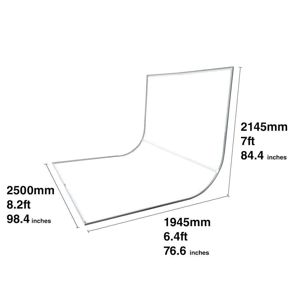 Easiframe Curved Extension Backdrop and Skin Bundle (8.2ft x 8.2ft x 9.8ft) - Professional Photography Background for Studio, YouTube Videos, and Product Shoots