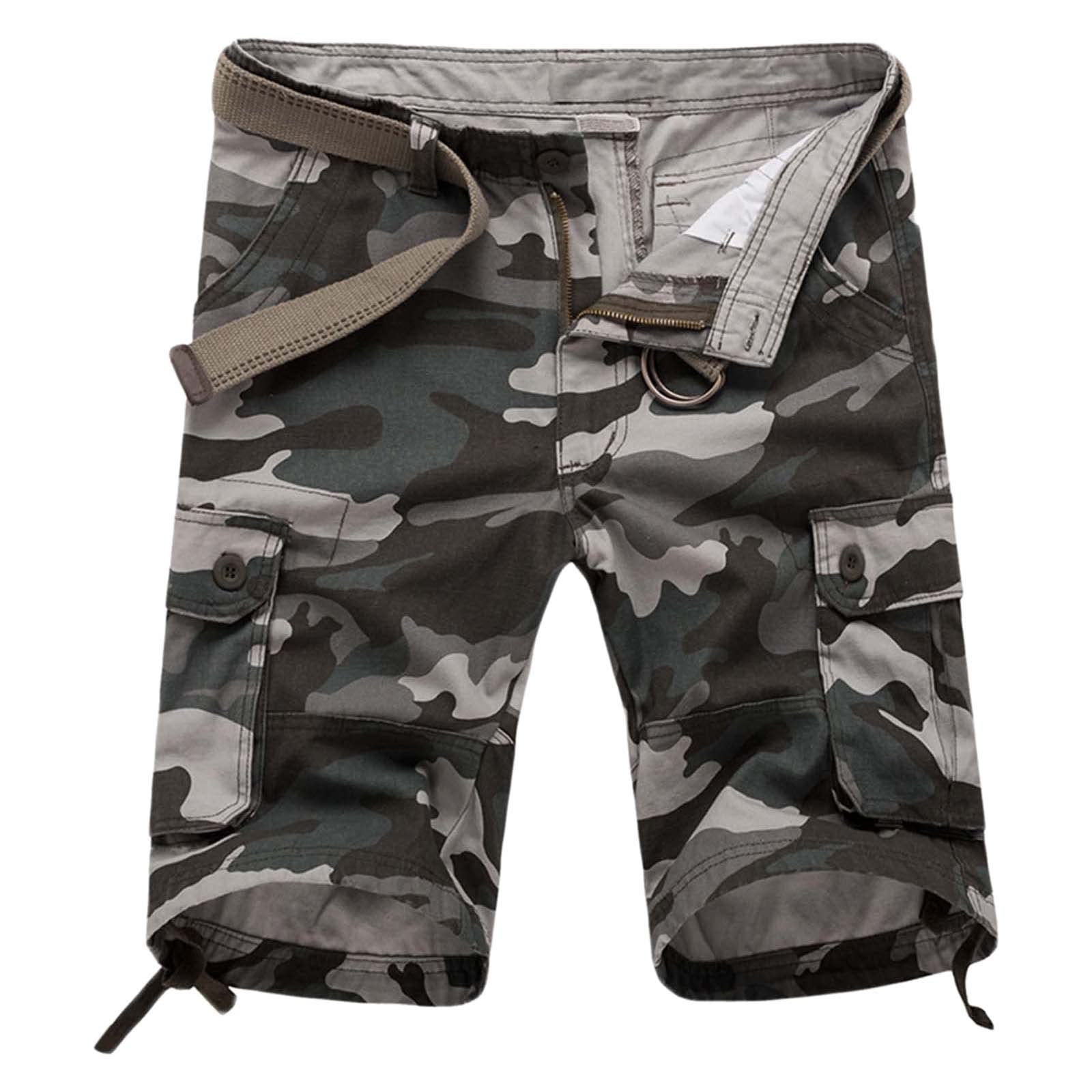 Men's Plaid Camouflage Cargo Shorts - Summer Beach & Outdoor Wear