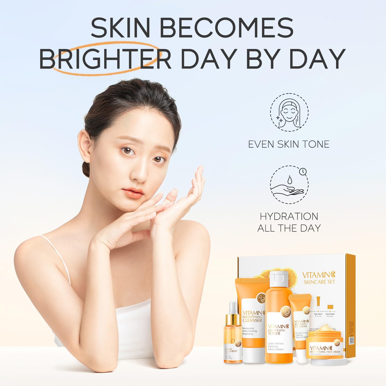Vitamin C Skincare Set - Anti Aging Kit for Women & Teens | 5-Piece Gift Set for Hydration & Facial Care | Perfect for Valentine's Day Gifts
