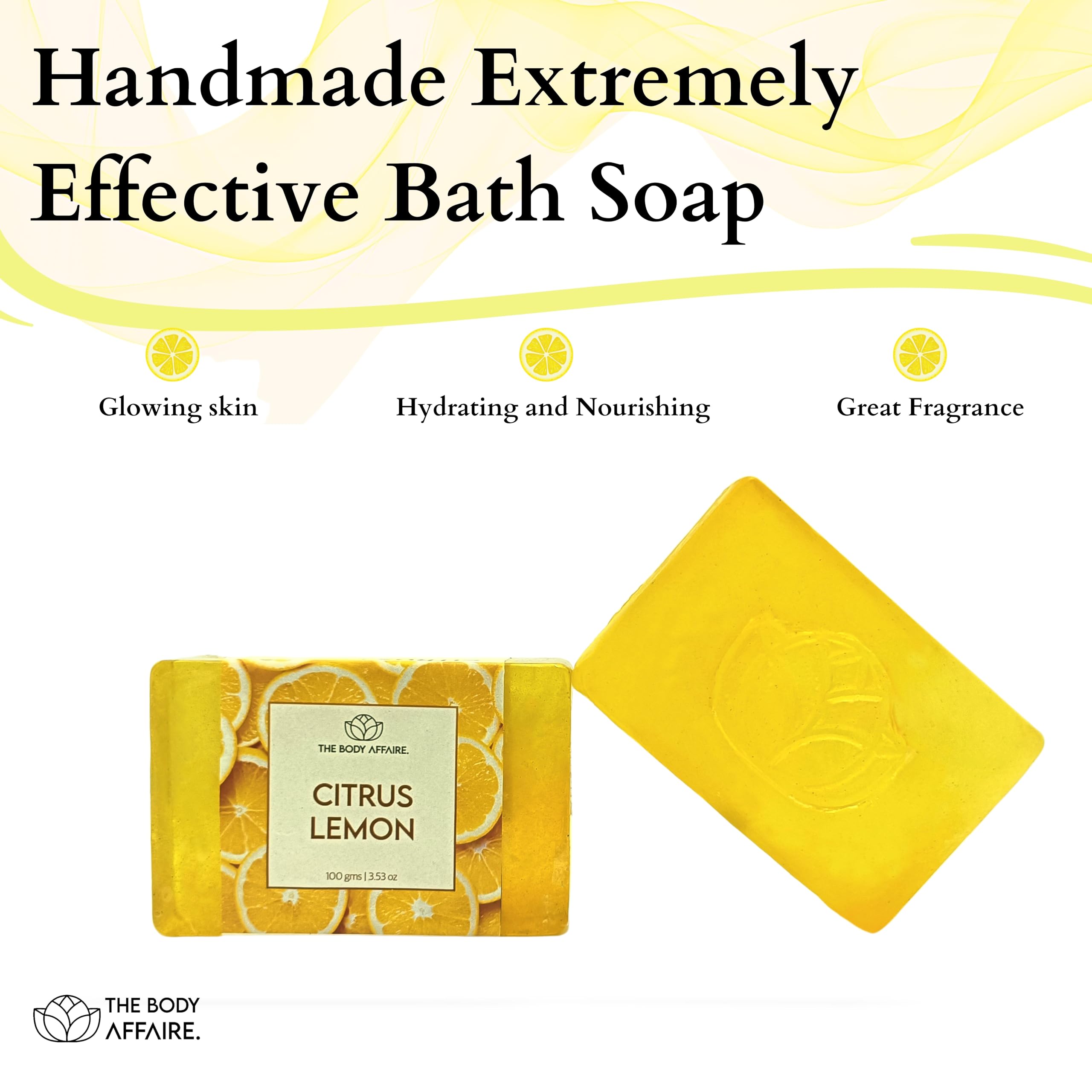 FORGANIK Handmade Soap by The Body Affaire - 100g Citrus Lemon Scented Natural Soap for Sensitive Skin | Moisturizing & Refreshing Bath & Body Care | Perfect for Daily Use, Gifts & Spa Relaxation