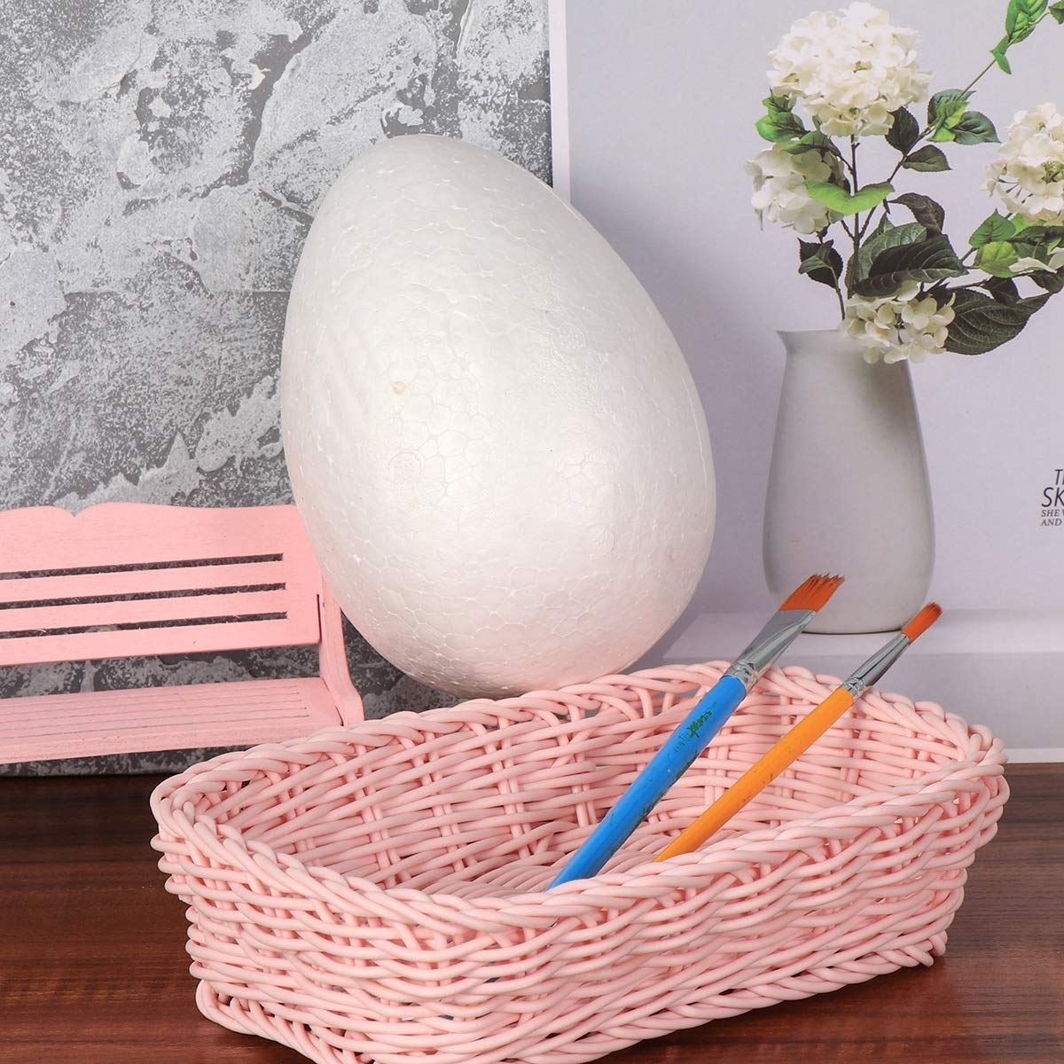 TENDYCOCO DIY Painting Easter Eggs - 5Pcs White Blank Eggs for Easter Crafts, Birthday Party Favors & Holiday Decorations - Perfect for Kids' Art Projects, Easter Basket Stuffers and Spring Festival DIY Activities