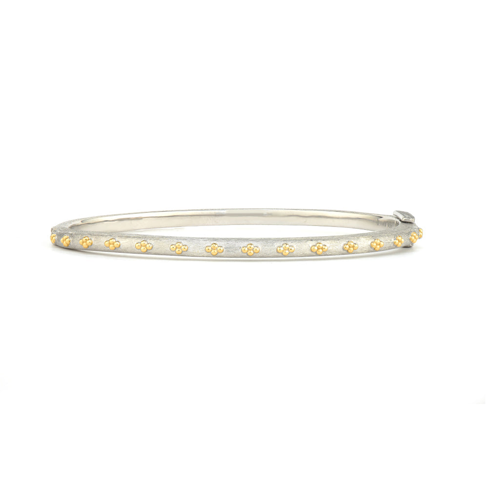Jude Frances Mixed Metal Thin Beaded Quad Bangle Bracelet Set - Stackable Boho Jewelry for Women - Perfect for Everyday Wear, Layering & Special Occasions