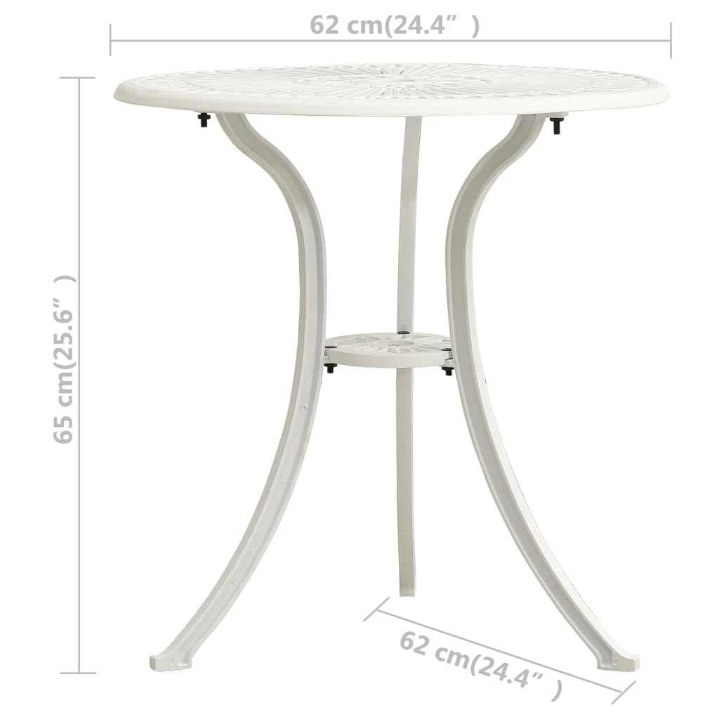 vidaXL White Round Cast Aluminum Patio Table - 24.4