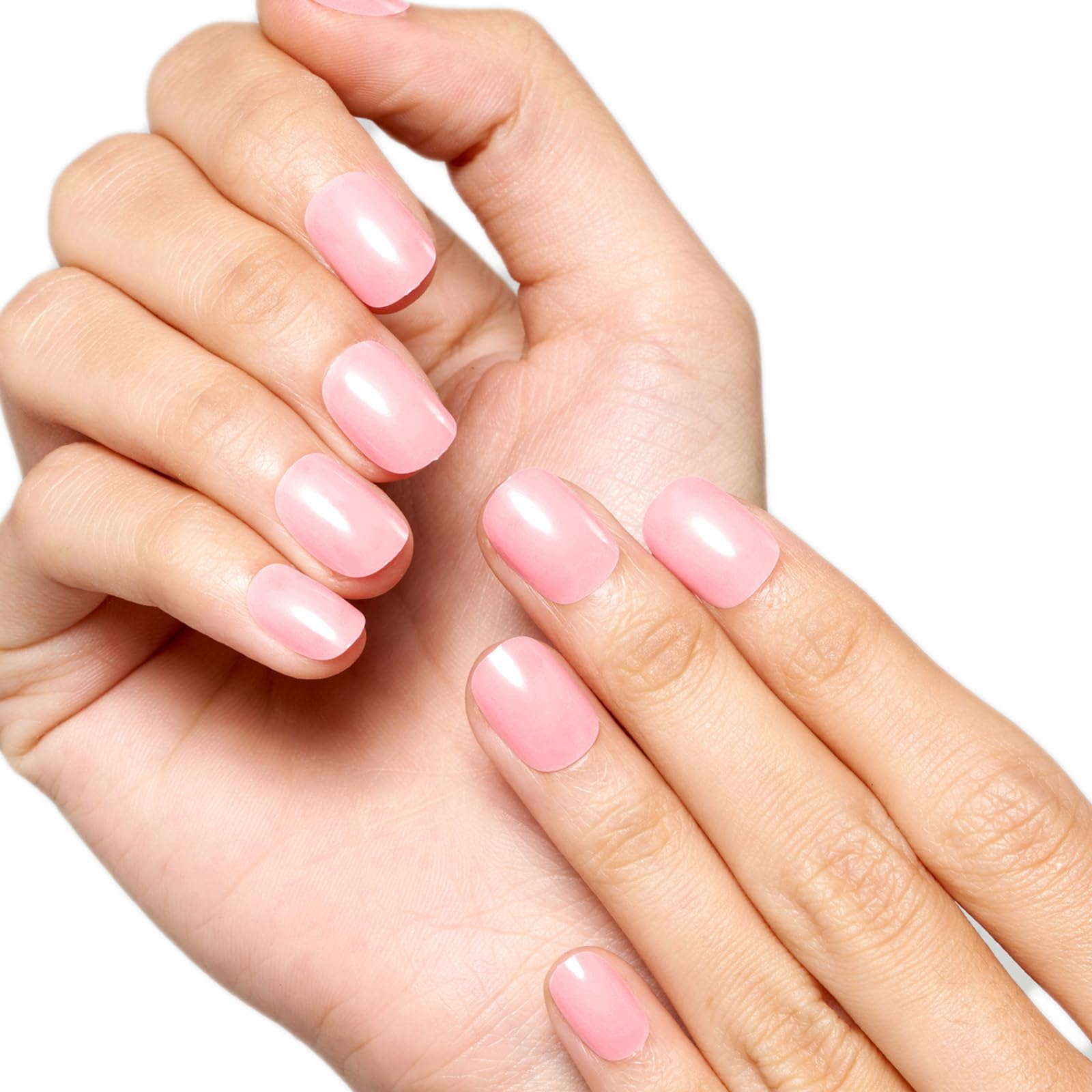 Glamermaid Extra Short Squoval Press on Nails - 24Pcs Light Pink Glossy Fake Nails with UV Finish | Reusable Acrylic False Nails Kit for Women | Perfect for Spring Summer Manicures, Weddings & Special Occasions