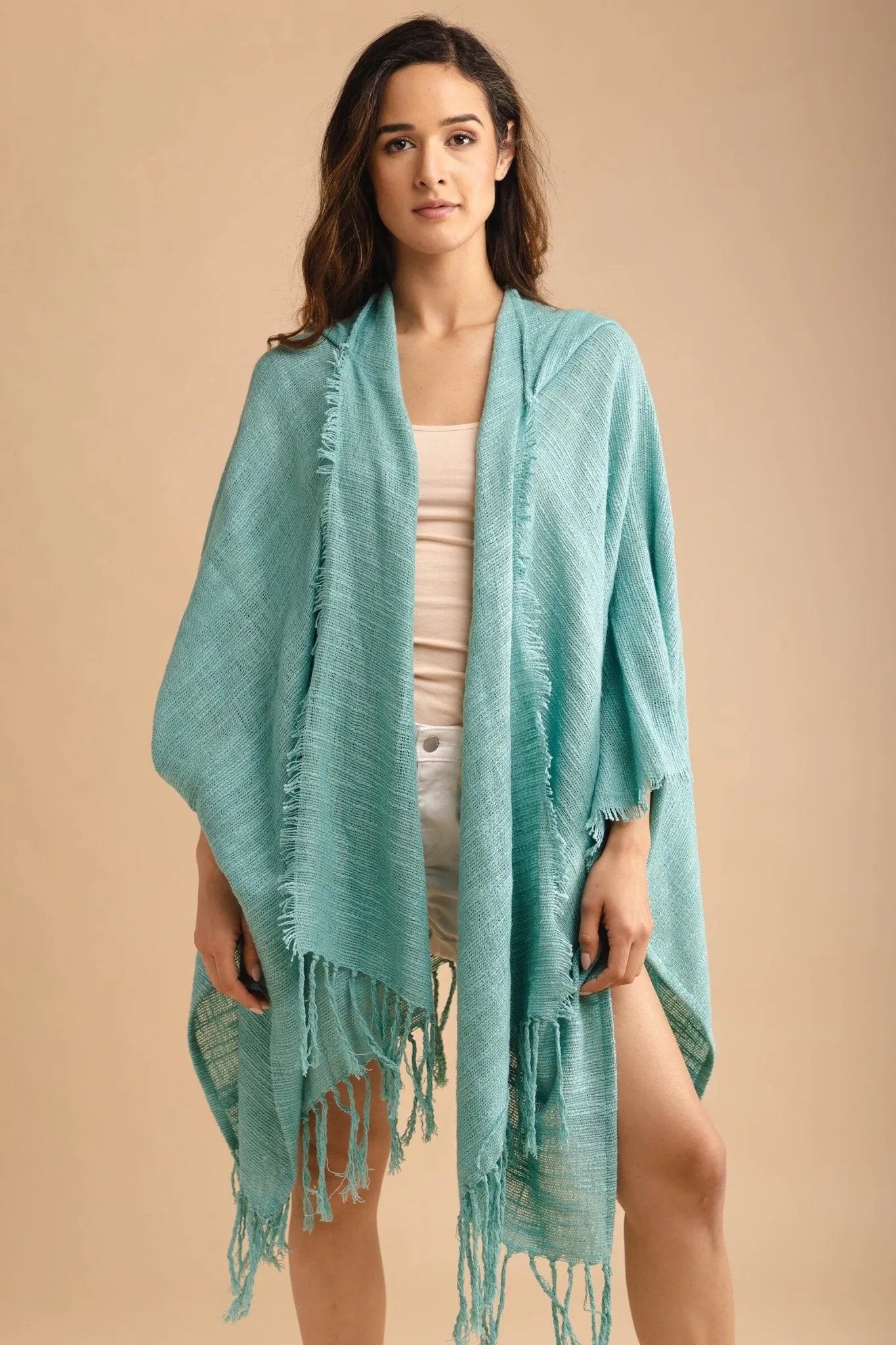 Lightweight Cotton Fringed Kimono Cover Up - Beachwear, Poolside, Summer Vacation & Boho Fashion Outfit