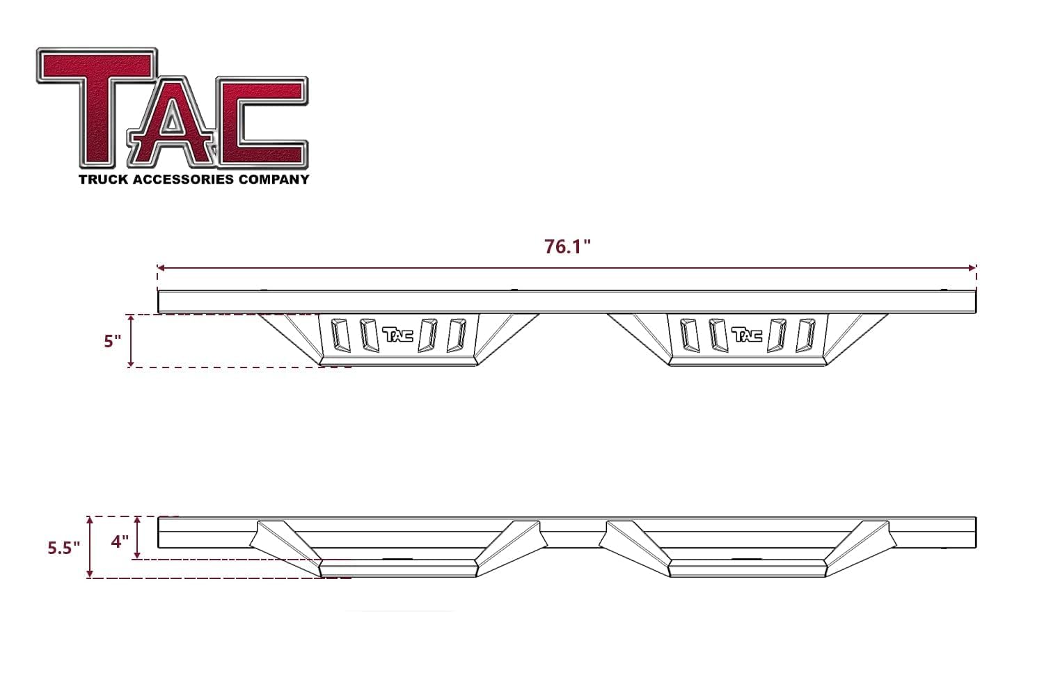 TAC Sidewinder Running Boards for 2015-2025 Chevy Colorado & GMC Canyon Crew Cab - 4