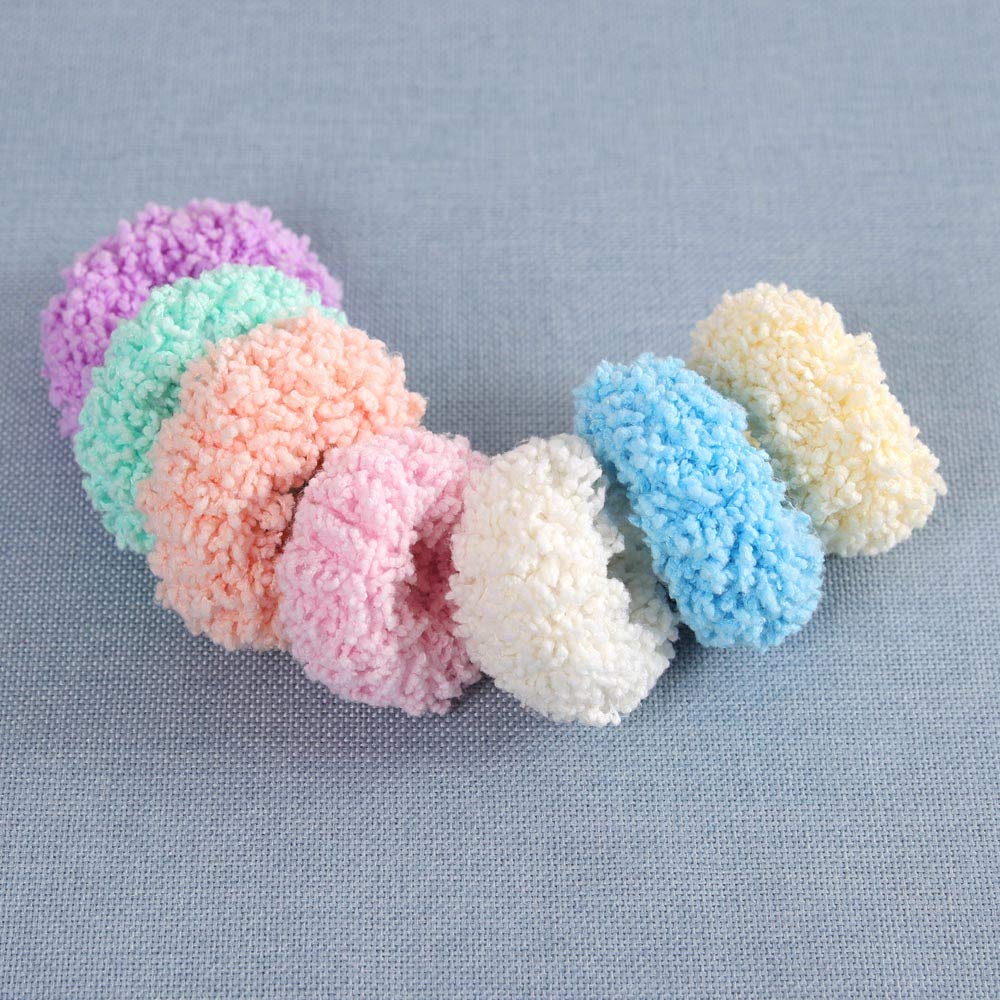 14-Pack Soft Plush Luminous Hair Scrunchies - Thick Stretchy Hair Ties & Ponytail Bands for Women & Girls (7 Candy Colors) - Perfect for Workouts, Yoga, School & Everyday Hair Styling