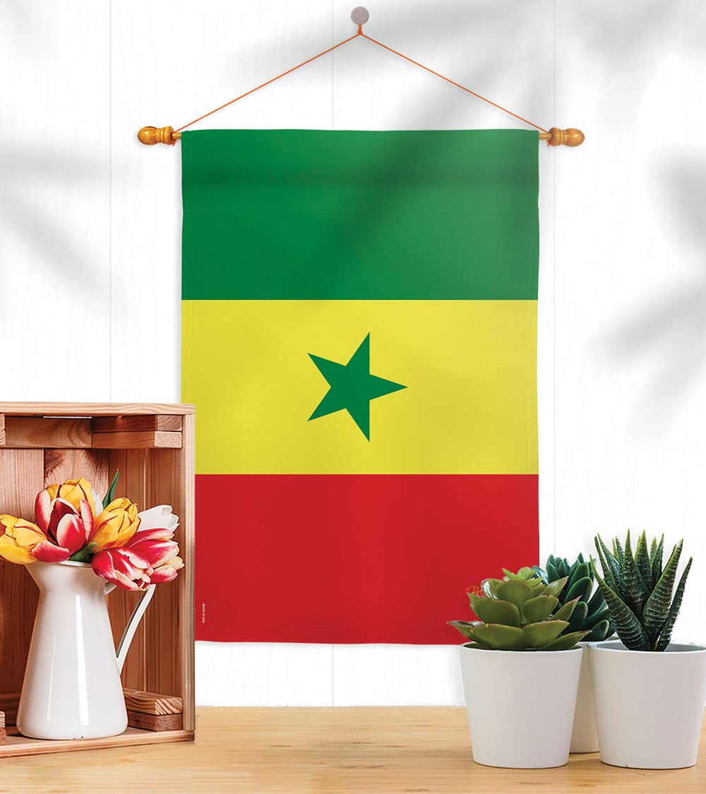 Senegal National Flag Set 28x40in w/Pole - Home & Garden Decor
