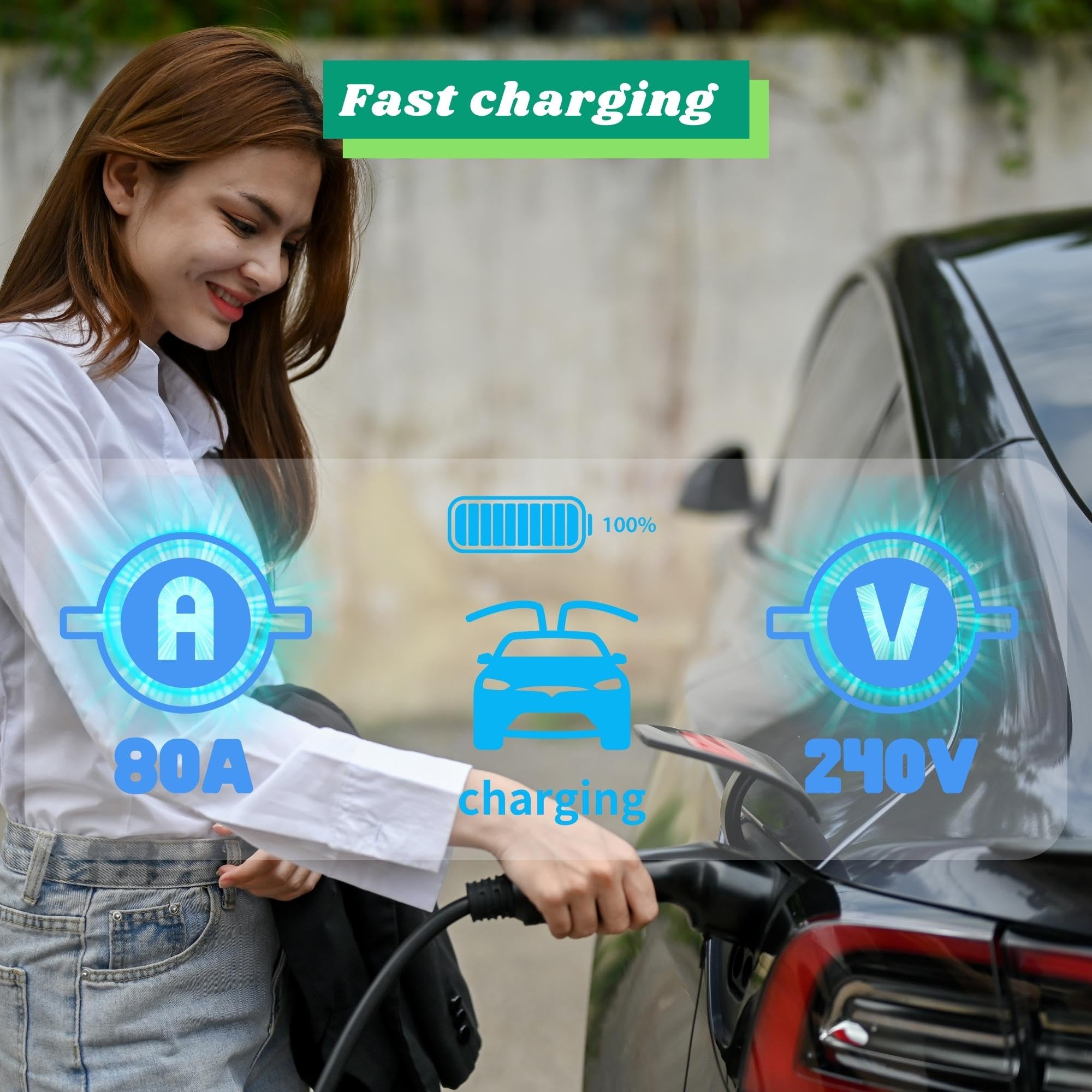 Sintron 80AMP 250V J1772 to Tesla Charger Adapter - Fast Charging Compatible with Tesla Model 3/Y/X/S - SAE J1772 EV Charging Adapter for Home & Public Charging Stations