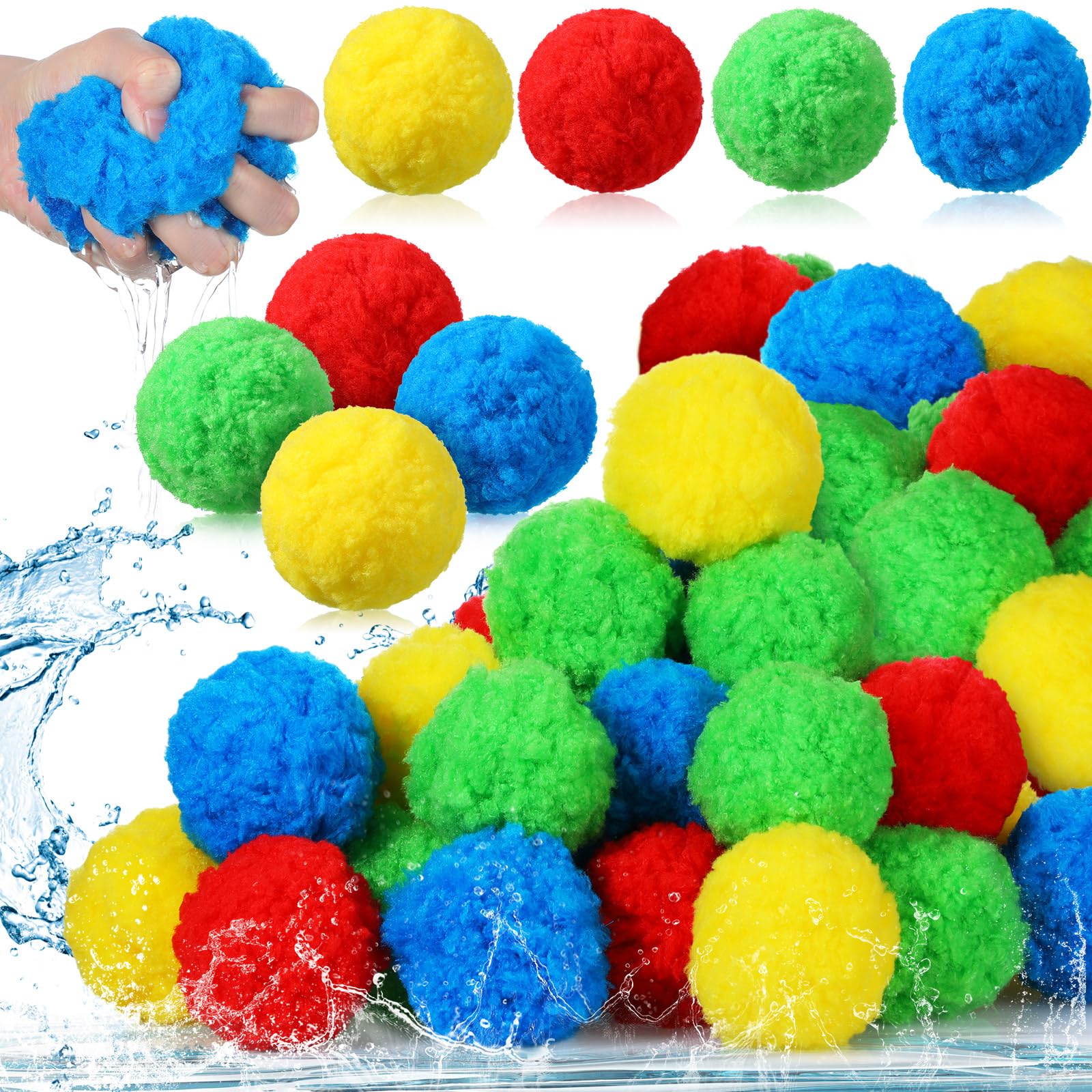 40 Pack Extra Large 3.94 Inch Reusable Water Balls - Soft Splash Balls for Outdoor Water Games, Pool Party Toys for Adults & Kids - Perfect for Summer Water Fights, Backyard Fun, Beach Activities and Poolside Entertainment