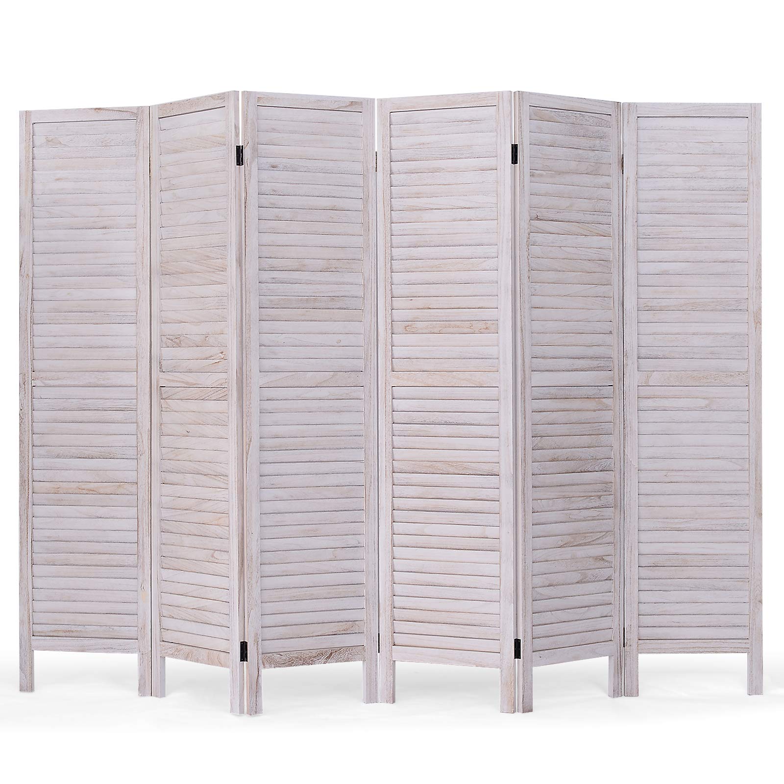 Happygrill 6-Panel Wooden Room Divider - 5.5 Ft Tall Folding Privacy Screen for Home, Office & Bedroom - Space Separator for Living Room, Studio, Dorm & Event Decor