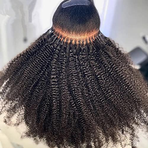 HAPPY&CC 100% Brazilian Human Hair Extensions - 4A Kinky Curly I-Tip Pre-Bonded Keratin Hair with Microlink Beads (1g/strand, 100g, 22inch) for Natural Look & Easy Styling - Perfect for Protective Styles, Weddings & Everyday Wear