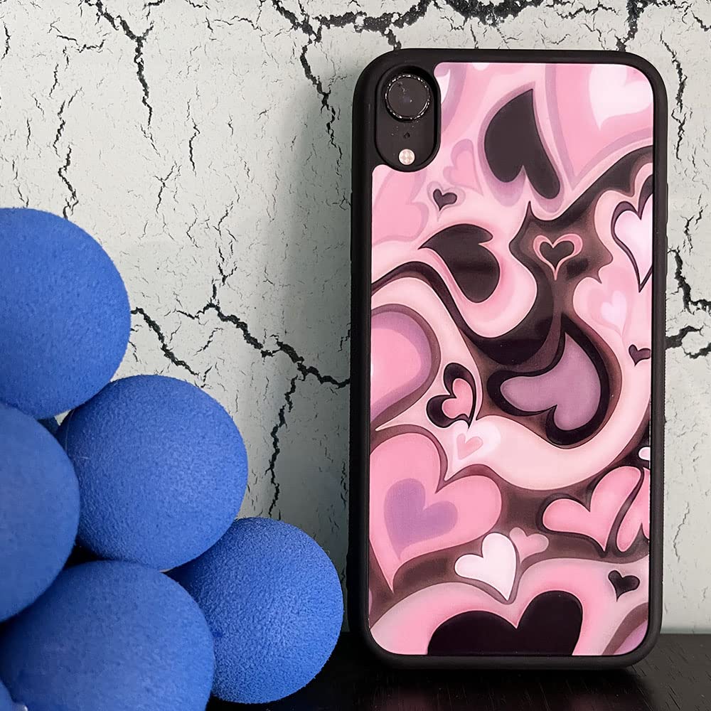 Aesthetic Cute Purple & Pink Heart Phone Case - Protective Cover Compatible with iPhone X/XS | Trendy Accessory for Girls & Women, Perfect for Daily Use & Gift Giving