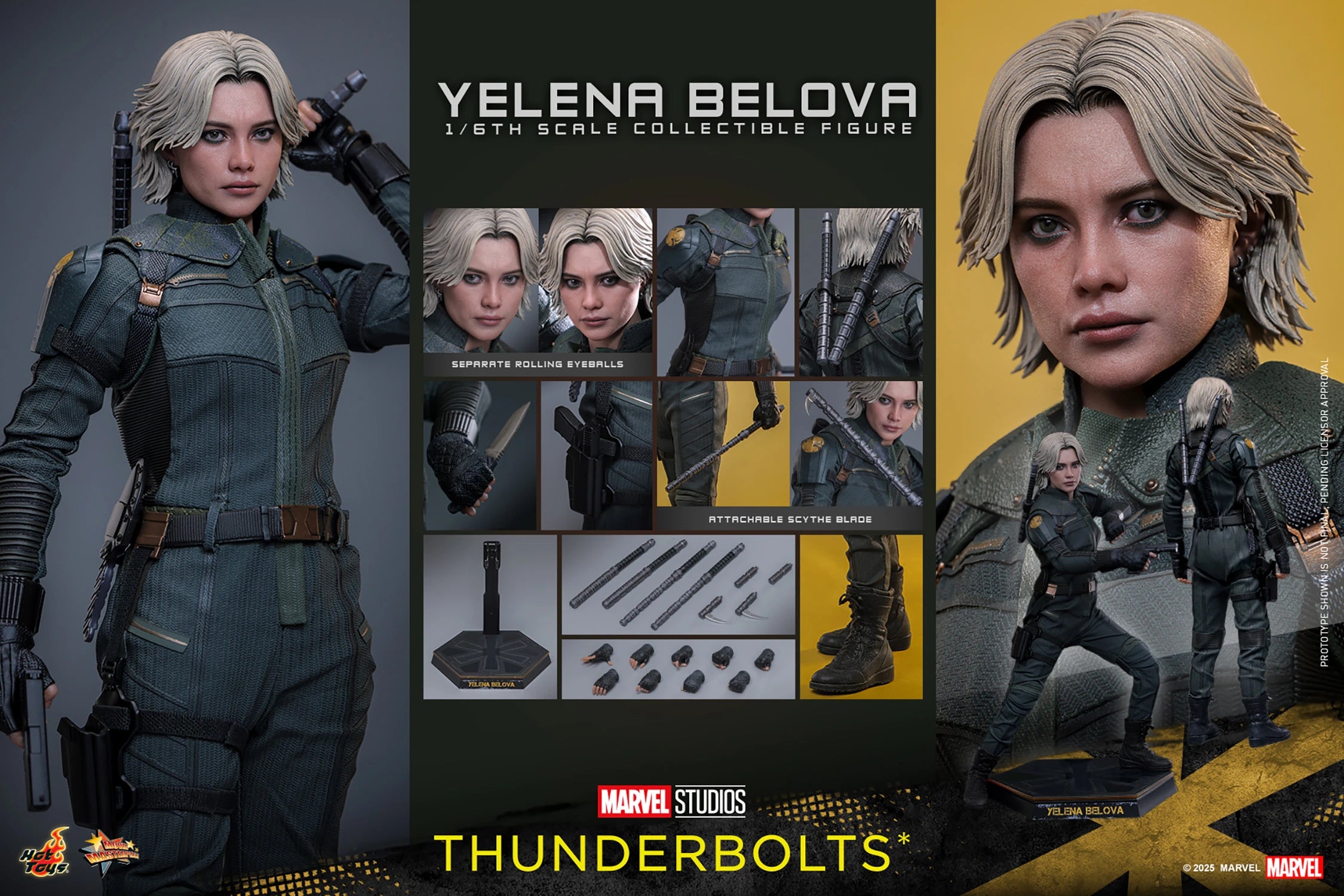 Hot Toys Marvel Comics Thunderbolts Yelena Belova 1/6 Scale Collectible Action Figure - Perfect for Marvel Fans, Collectors & Display in Home Office or Game Room
