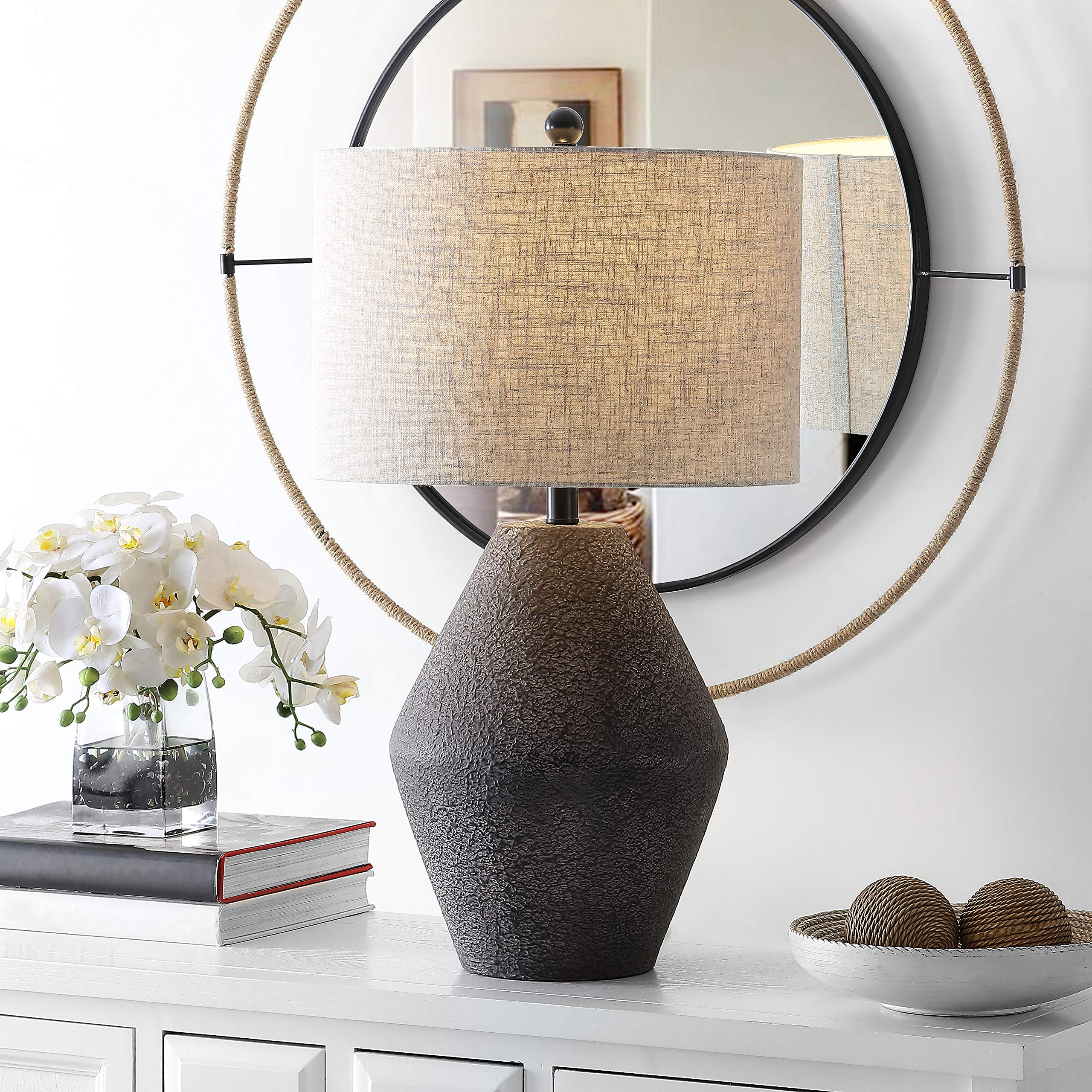 SAFAVIEH Ersta Modern Rustic Farmhouse Table Lamp - 27 Inch Brown LED Desk Lamp with Bulb Included for Bedroom, Living Room, Home Office & Nightstand - Perfect for Reading, Working & Ambient Lighting