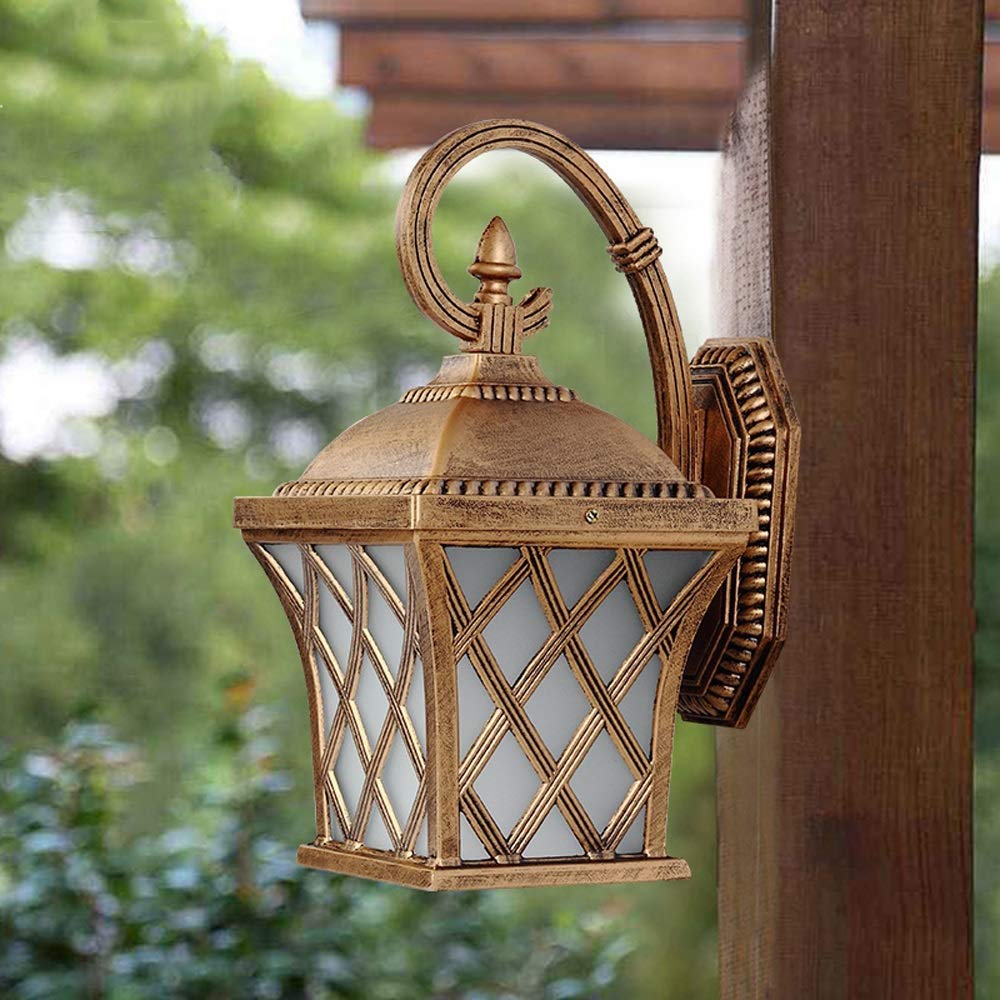 E27 Wall Mounted Up Down Light - Waterproof Aluminum Outdoor Garden Landscape Lamp with Retro Glass Lantern for Porch, Garage, Yard, and Coach Lighting - Black Bronze Exterior Wall Sconce | Perfect for Patio, Pathway, and Architectural Accent Lighting