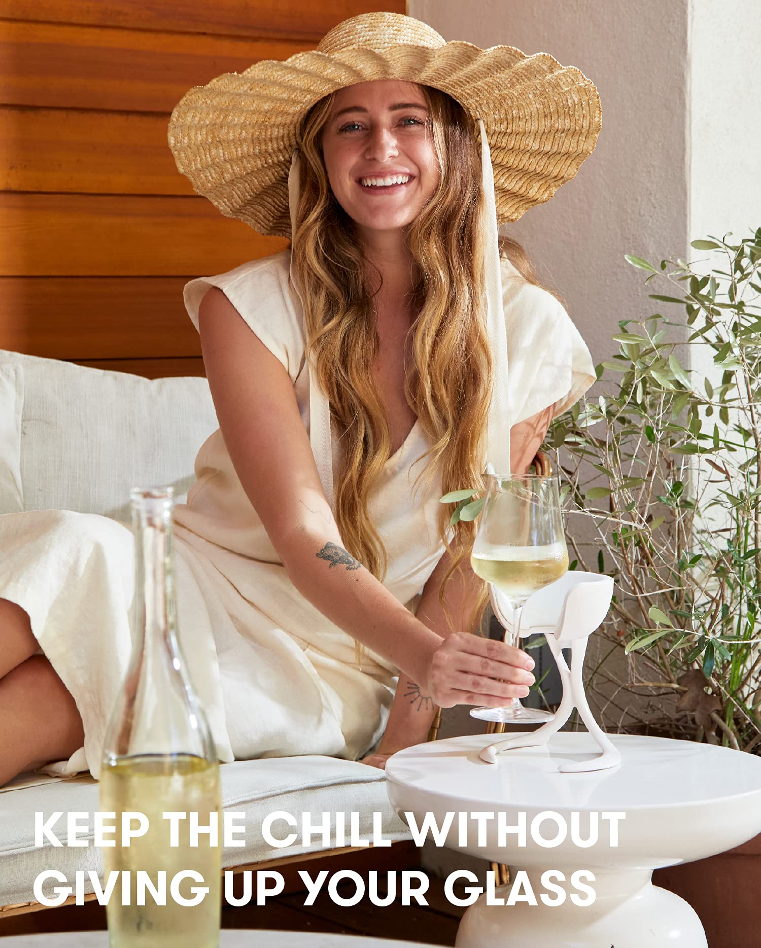 VoChill Stemmed Wine Glass Chiller - Reusable & Refreezable Chill Cradle for Wine Lovers | Actively Cools Stemware | Made in USA | Perfect for Parties, Dinners & Outdoor Gatherings | Stone Design