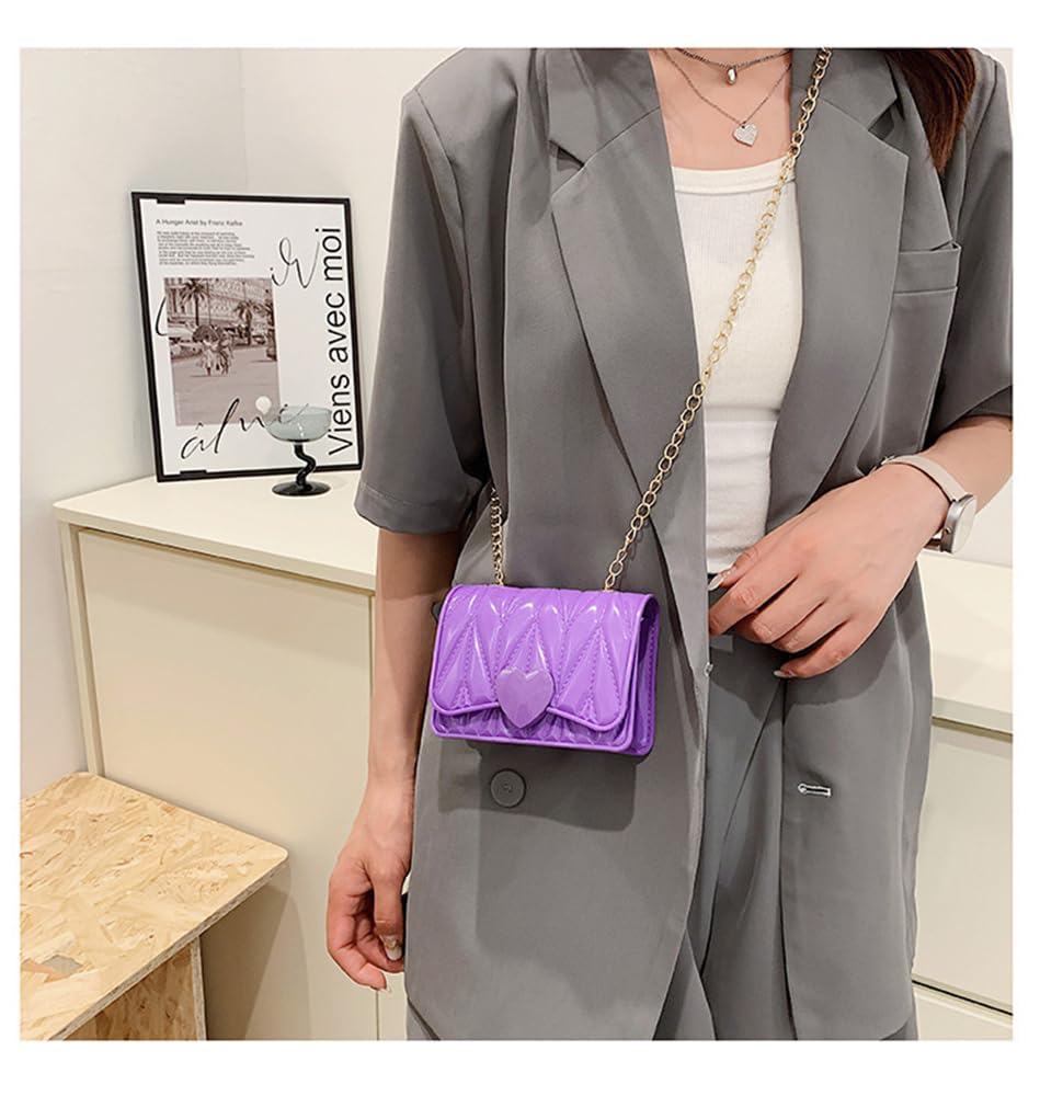 **Little Girl Mini Shoulder Bag - Kids Crossbody Purse with Heart Design for Toddlers & Girls (Purple) | Perfect for School, Travel & Birthday Gifts**