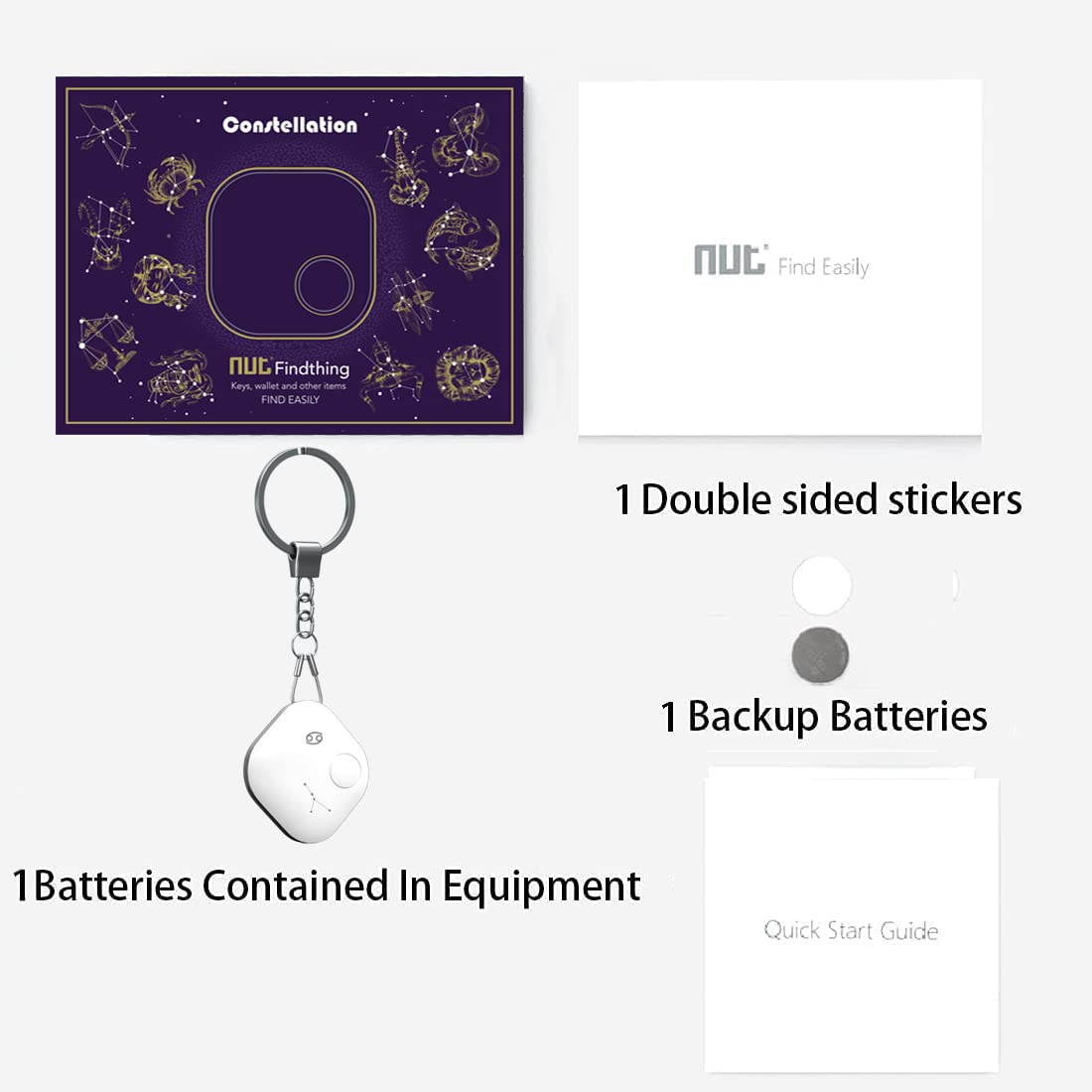 Nutale Bluetooth Key Finder for Keys, Pets & Bags - Cancer Constellation Design