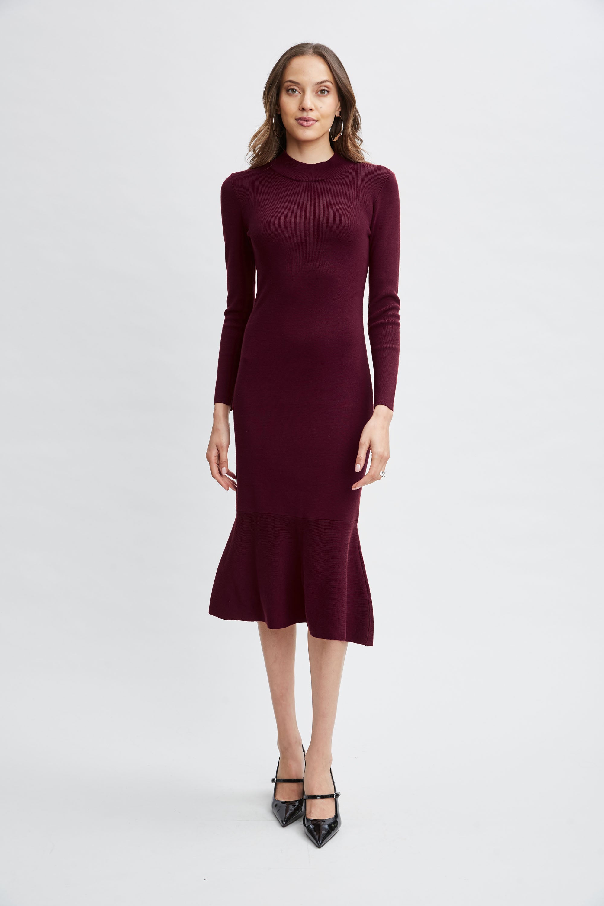 Tahari Women's Flare Sweater Dress - Cozy Knit Long Sleeve Tunic for Fall & Winter - Perfect for Office, Date Night and Holiday Parties