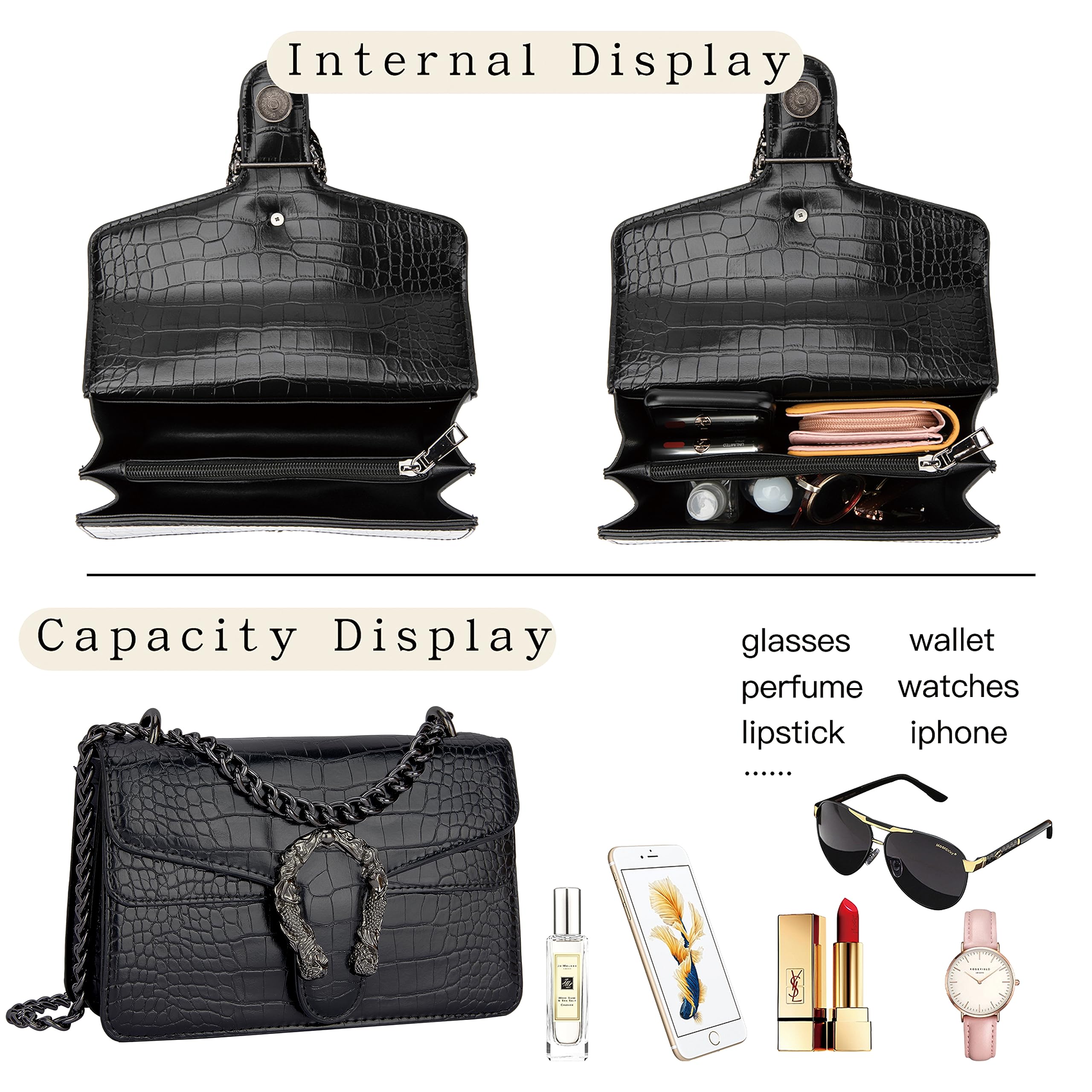 Trendy Crocodile Grain Crossbody Bags for Women - Leather Shoulder Purse for Daily Use & Travel
