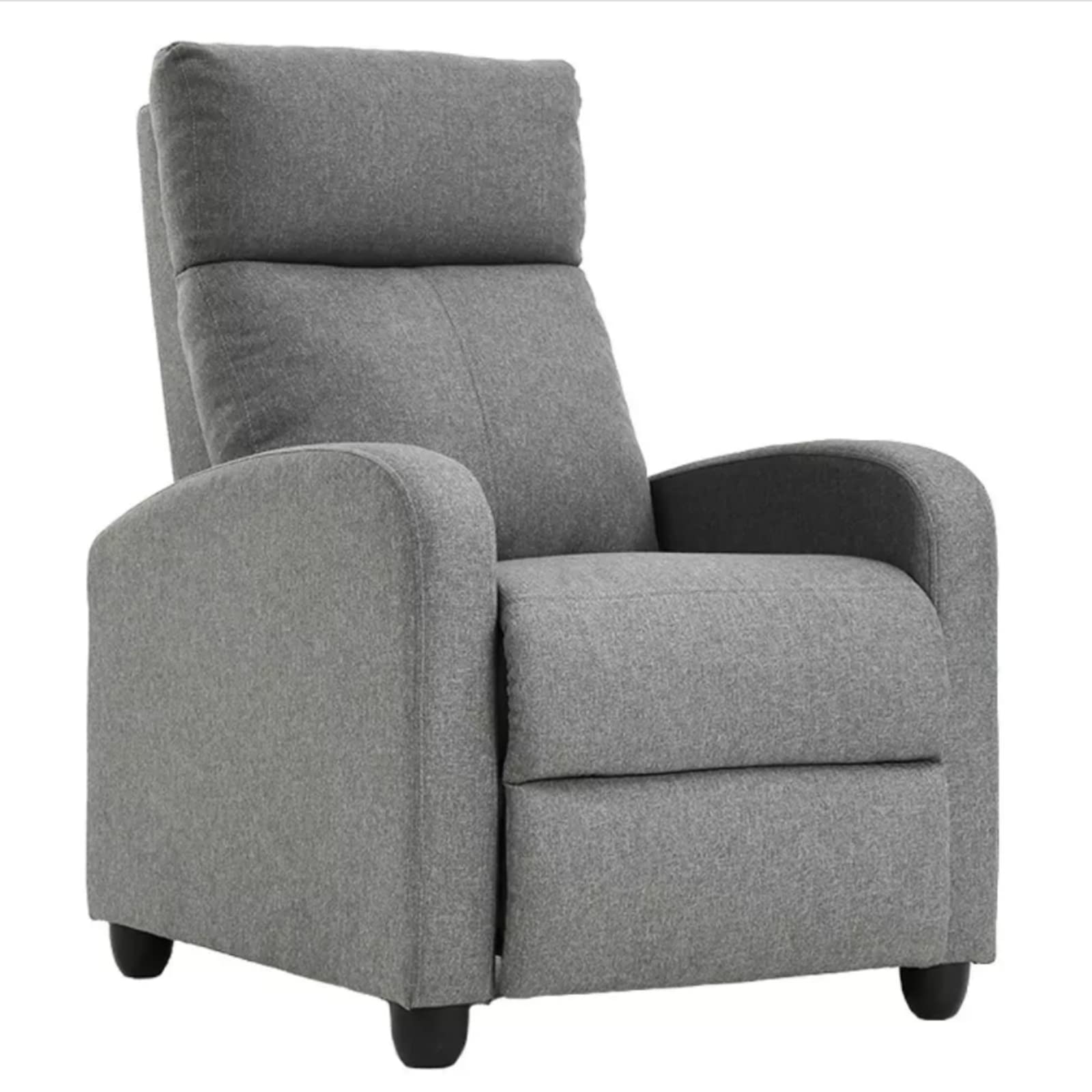 HKLGorg Modern Recliner Chair - Single Fabric Wingback Lounge Chair for Living Room, Home Theater & Reading - Grey - Perfect for Relaxing, Watching Movies & Reading Books