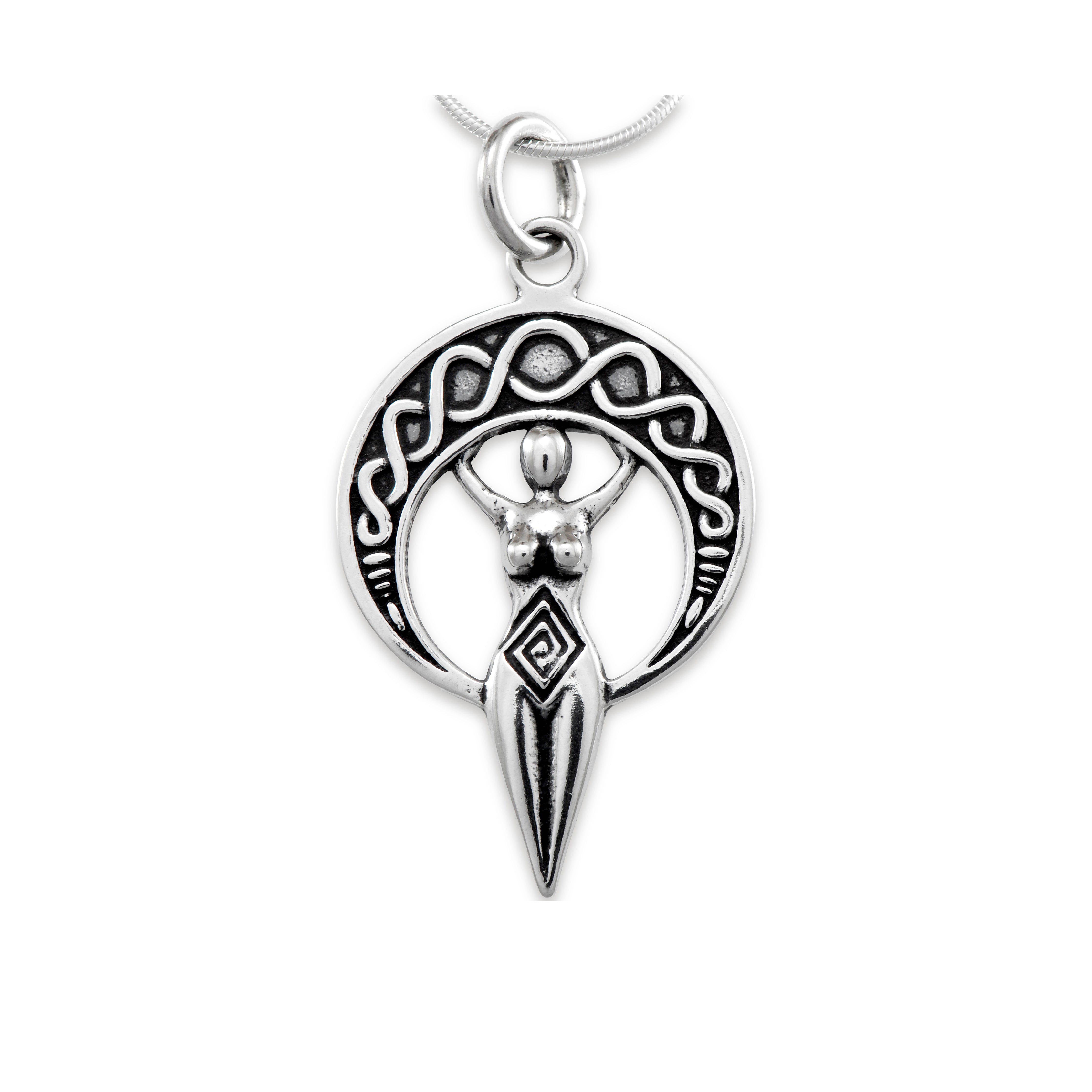 Celtic Silver Goddess Pendant Necklace - Handcrafted Sterling Silver Jewelry for Women - Perfect for Spiritual Gifts, Celtic Traditions & Everyday Wear