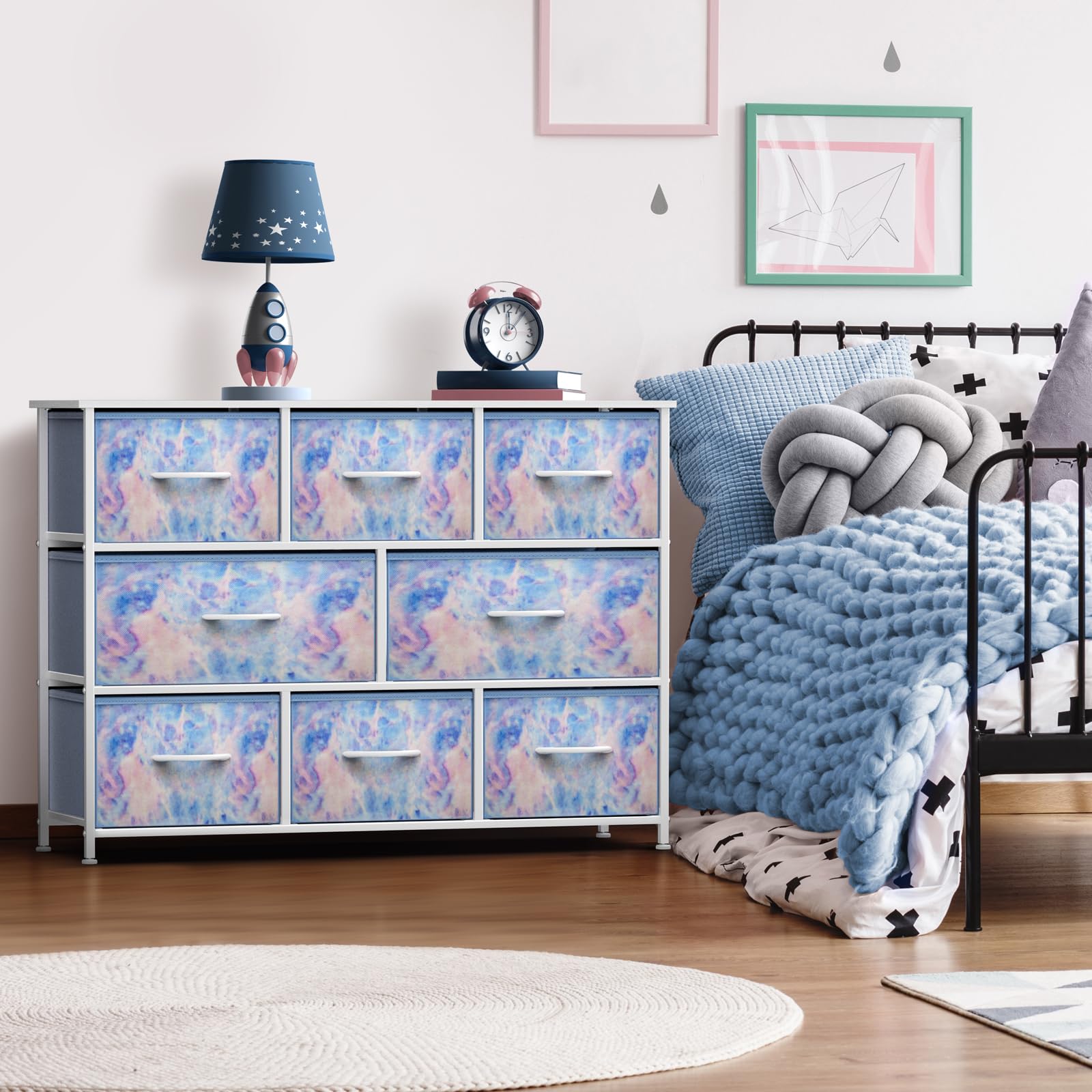 Sorbus 8-Drawer Kids Dresser with Steel Frame & Wood Top - Fabric Bin Storage Organizer for Clothes, Toys & Nursery Essentials - Perfect for Bedroom, Hallway, Kids Room & Closet Organization