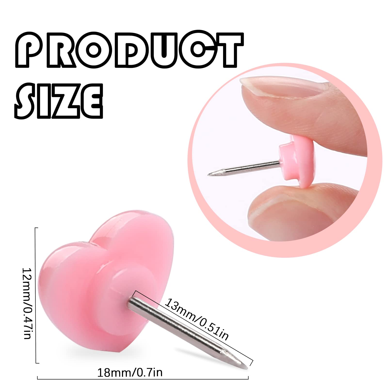 100pcs Pink Heart Shaped Push Pins - 0.47 Inch Cute Plastic Thumb Tacks for Notice Board, Cork Board, Office, School & Home Decor - Perfect for Bulletin Boards, DIY Projects & Wall Organization