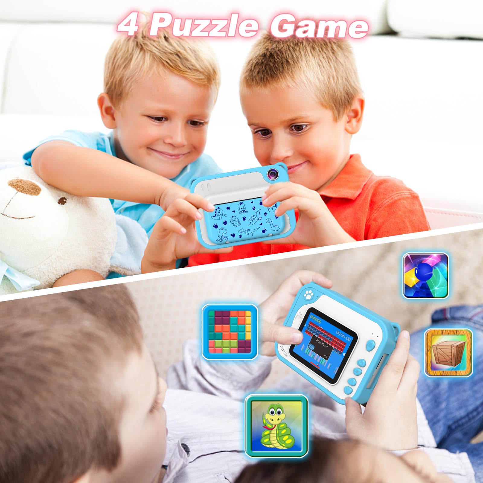 **Kids Digital Camera with Instant Print - 1080P HD Video Camera for Children Ages 3-12, Includes 32GB SD Card - Perfect Easter Birthday Gift for Boys & Girls - Fun for Travel, Parties & Creative Play**