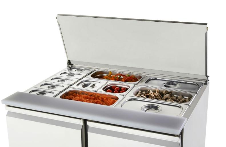 Atosa ESL3800 Commercial Two Door Sliding Lid Refrigerator - Perfect for Restaurants, Delis, and Salad Bars