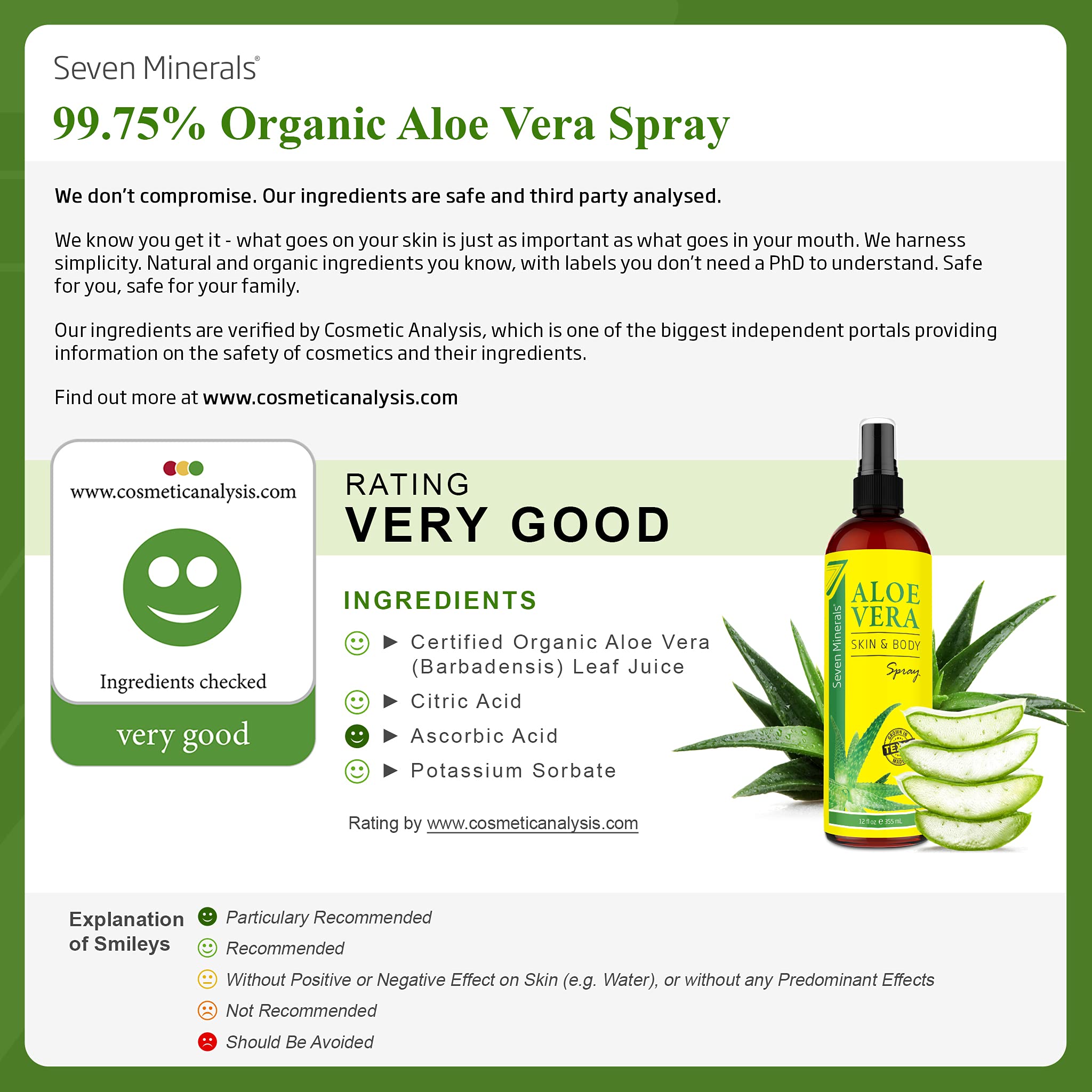 Seven Minerals Aloe Vera Spray & Gel for Sunburn Relief