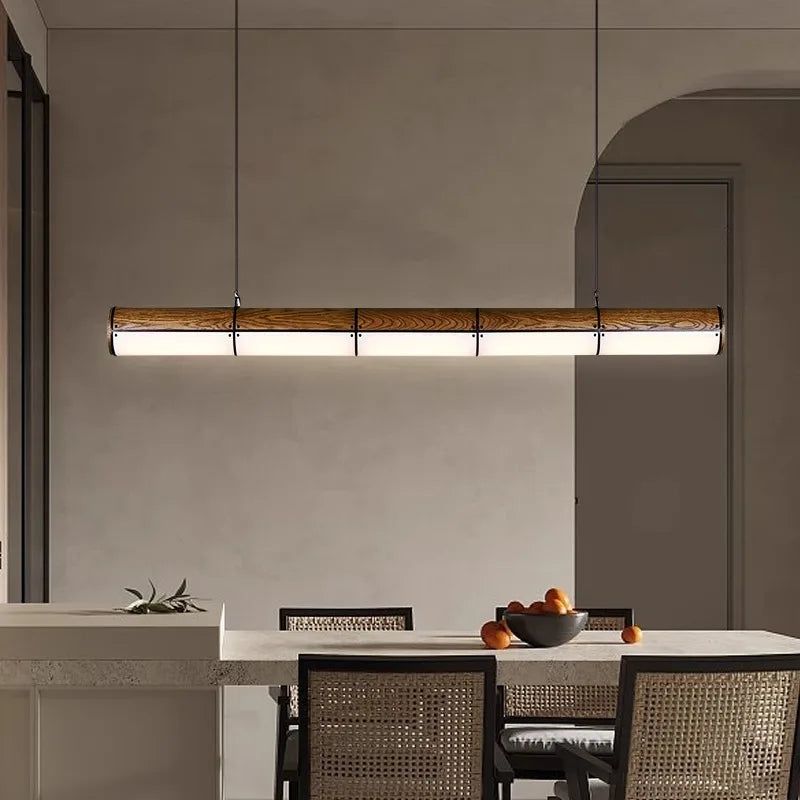 Solid Oak Wood Rod Kitchen Island Lighting - Rustic Pendant Light for Farmhouse, Dining Room & Bar Counter - Durable & Stylish Ceiling Fixture