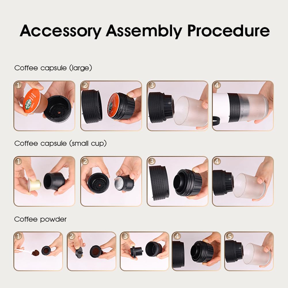 Esprova Portable Espresso Machine - Travel Coffee Maker for Camping, Office & Home Use - Compatible with All Coffee Powders - Makes 5 Hot or 100 Cold Espresso Shots - Compact & Lightweight (Black)