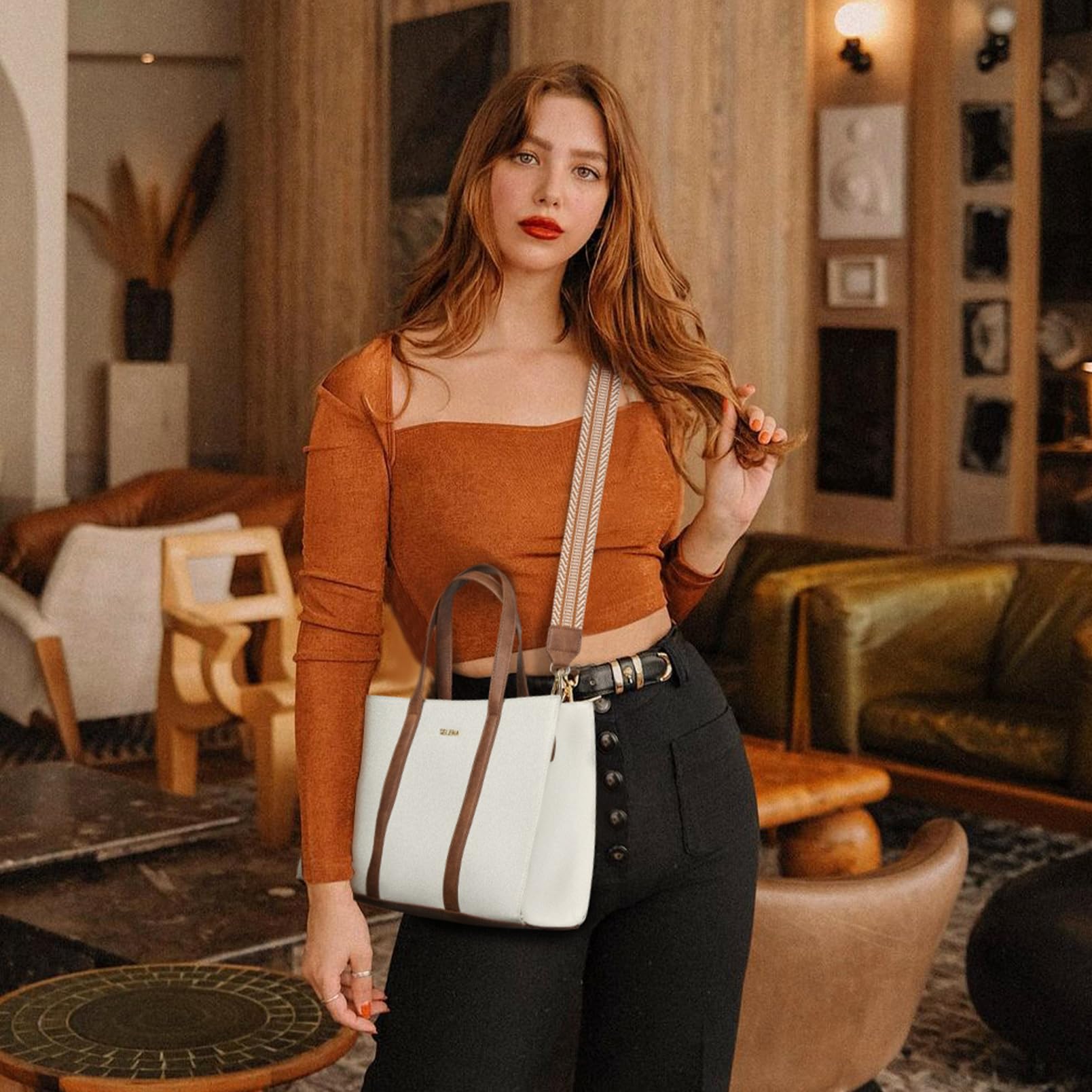Telena Genuine Leather Tote Bag for Women - Stylish Crossbody Purse with Multiple Compartments & Adjustable Shoulder Strap | Perfect for Work, Travel & Everyday Use