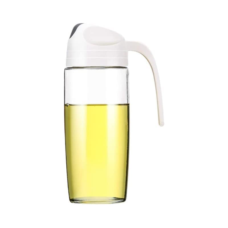 Premium Olive Oil Glass Bottle with Auto Flip Silicone Dispenser - 630ml Leak-Proof Kitchen Oil Dispenser with Non-Slip Handle & Automatic Cap - Perfect for Cooking, Baking, Salad Dressing & Countertop Storage