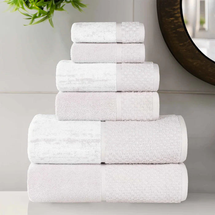 Premium 6-Piece Cotton Plush Jacquard Towel Set - Soft & Absorbent Bath Towels for Spa, Gym, and Luxury Home Use